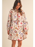 &Merci Blanket Stitch Buttoned Mini Dress  - MDR4298