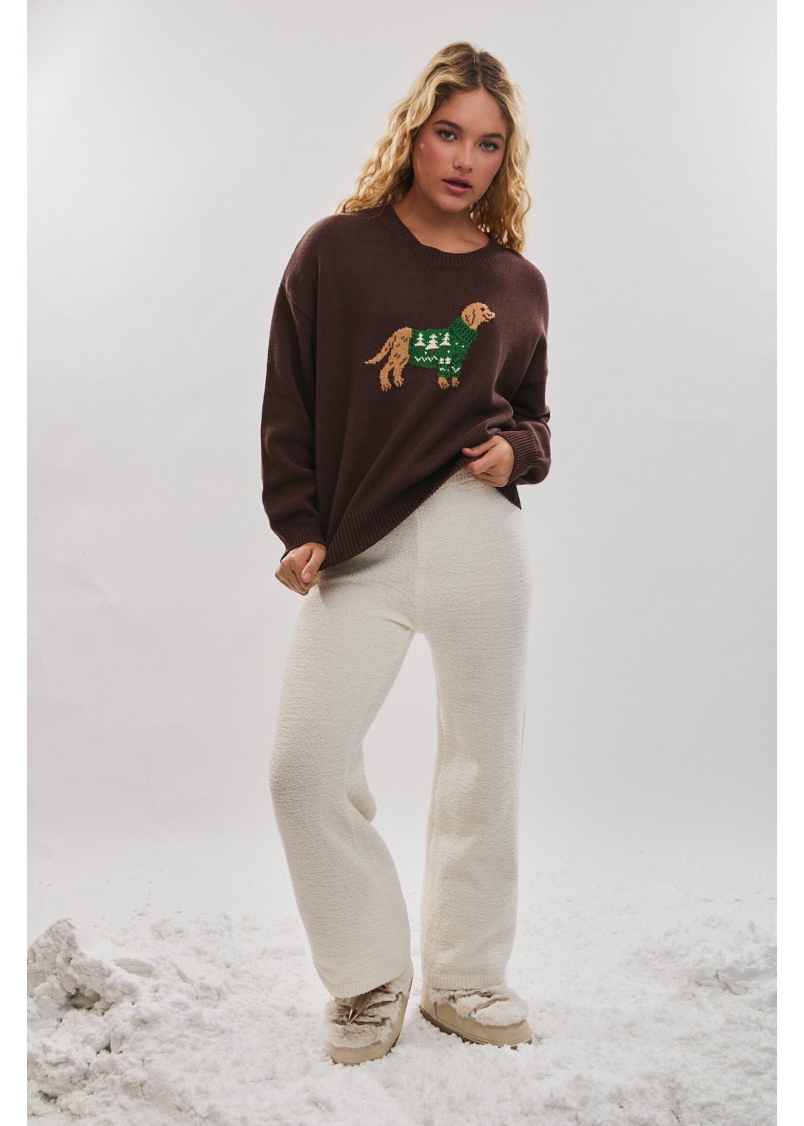 Le Lis Crew Neck Dog with Sweater Graphic Sweater - IWT6001-4