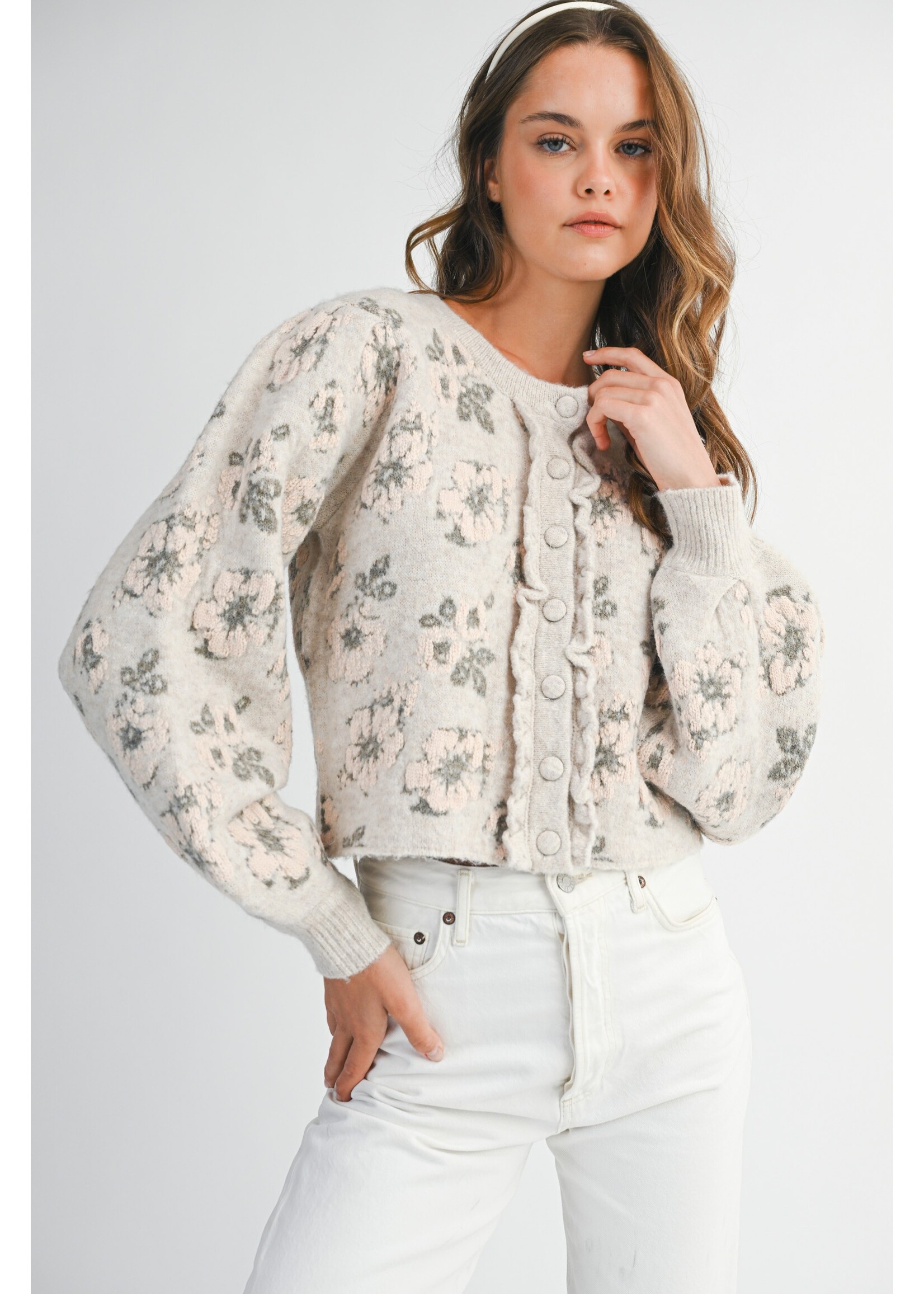 Mable Floral Jacquard Knit Cardigan Jacket - MJK6518