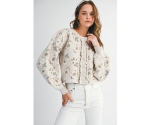 Floral Jacquard Knit Cardigan Jacket - MJK6518 - Meo's Suite