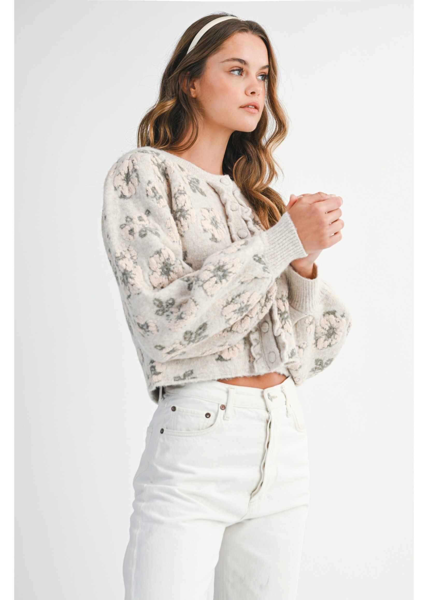Mable Floral Jacquard Knit Cardigan Jacket - MJK6518