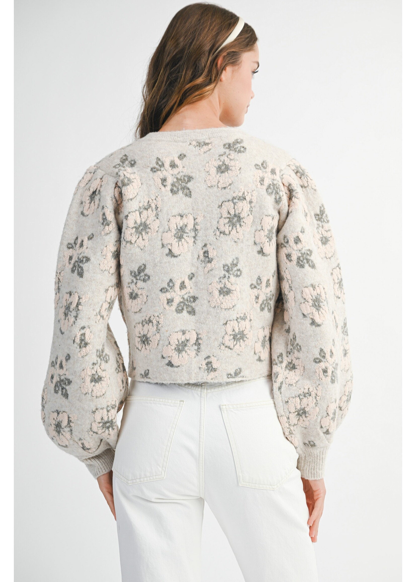 Mable Floral Jacquard Knit Cardigan Jacket - MJK6518