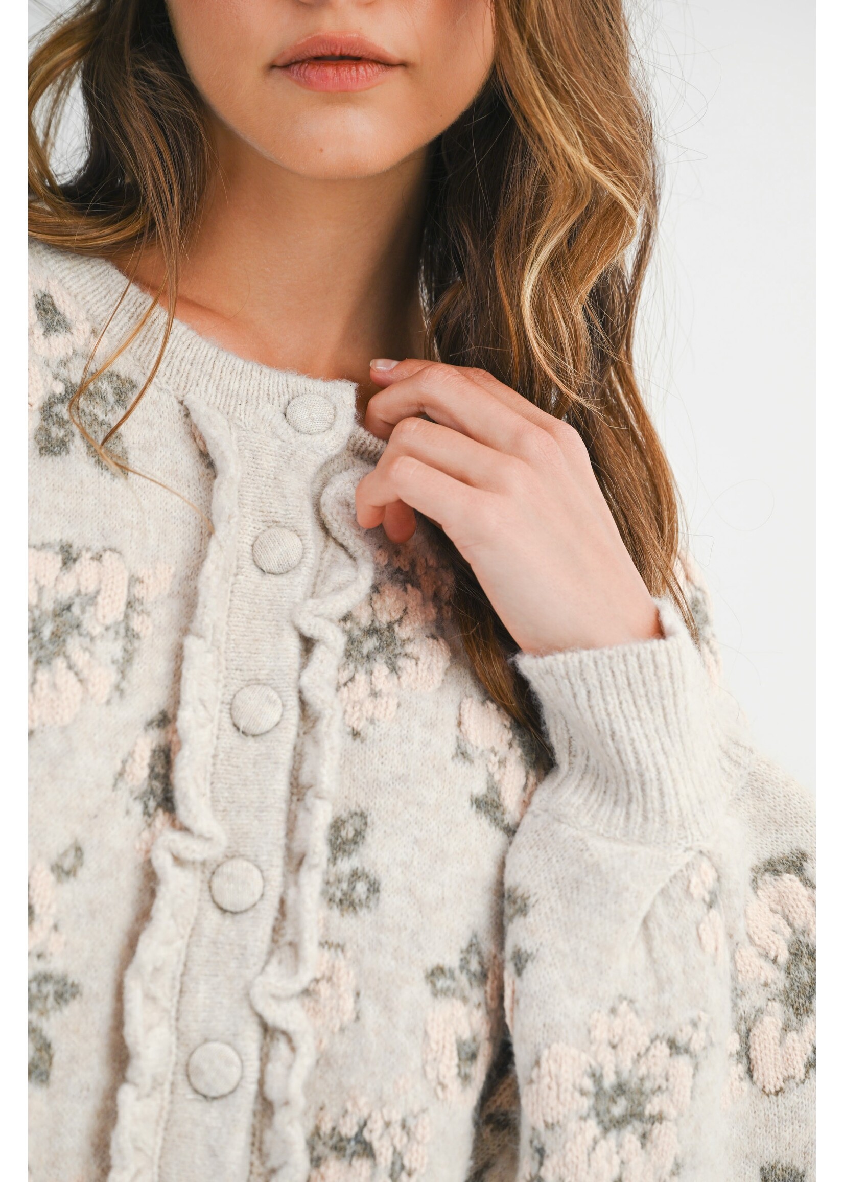 Mable Floral Jacquard Knit Cardigan Jacket - MJK6518