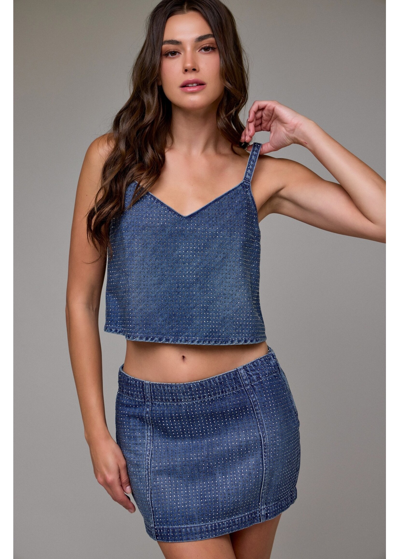 Hidden Medium Wash Super Soft Embellished Tank Top - HD267S-RHI