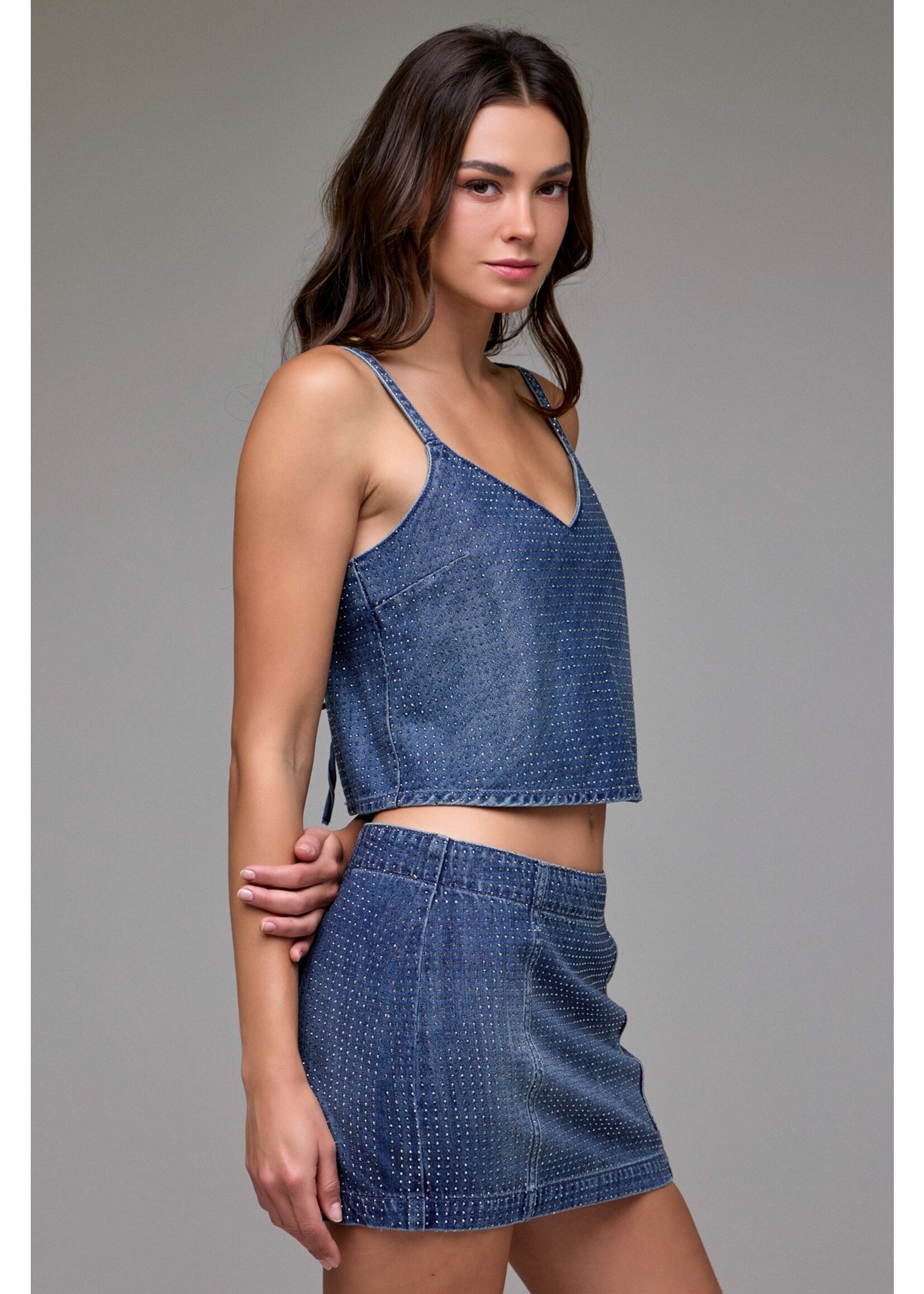 Hidden Medium Wash Super Soft Embellished Tank Top - HD267S-RHI