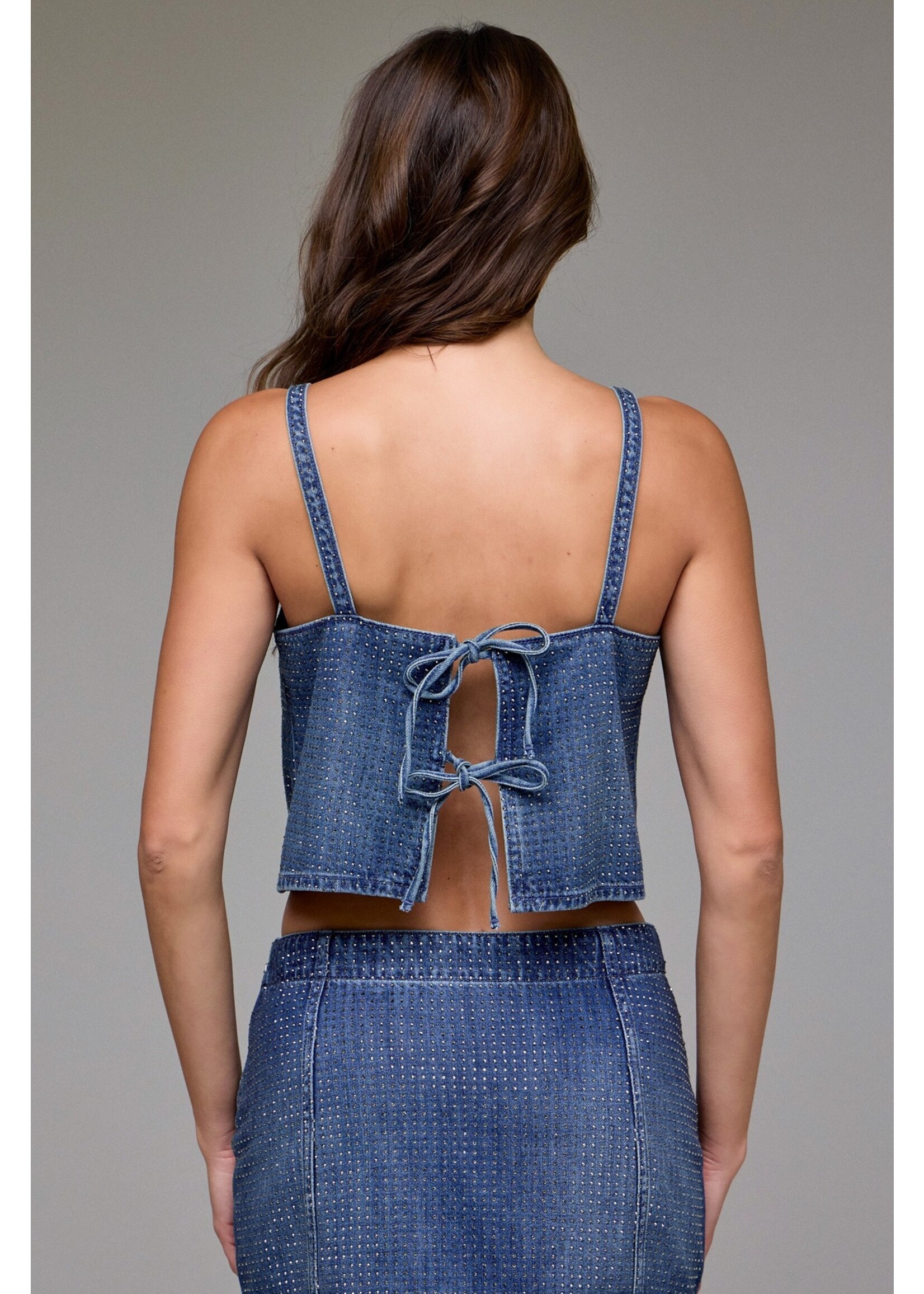Hidden Medium Wash Super Soft Embellished Tank Top - HD267S-RHI