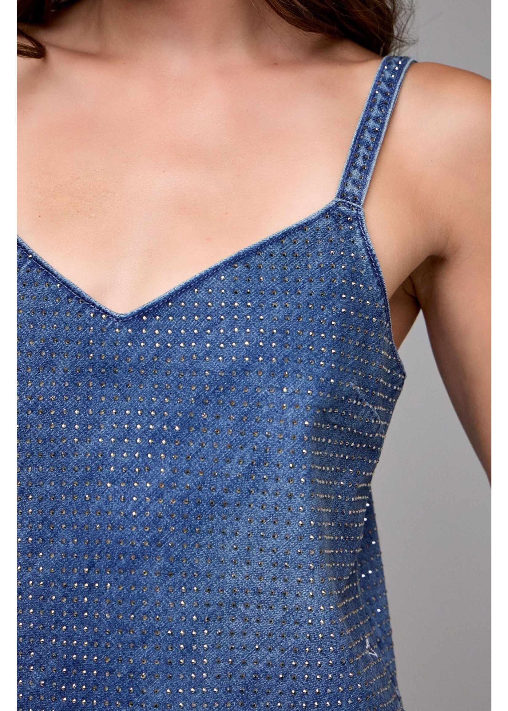 Hidden Medium Wash Super Soft Embellished Tank Top - HD267S-RHI