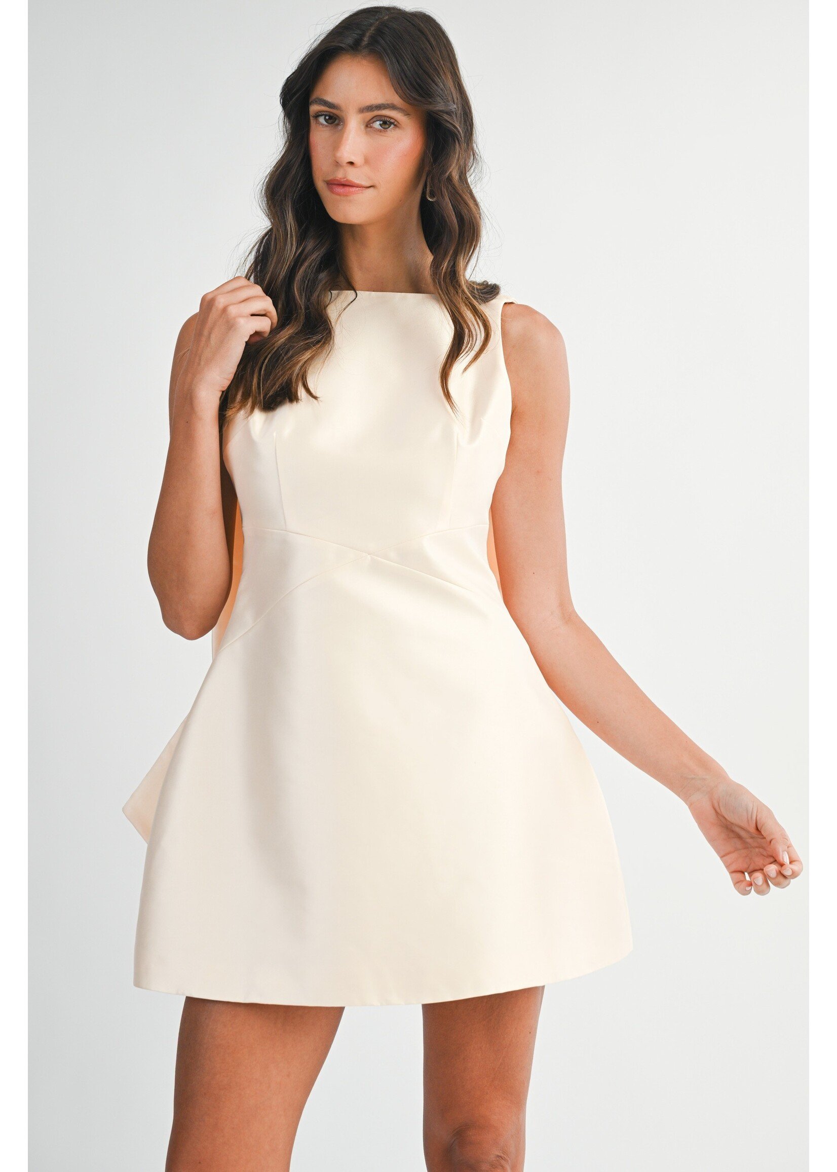 Mable Satin Back Bow Detail Mini Dress - MD6144