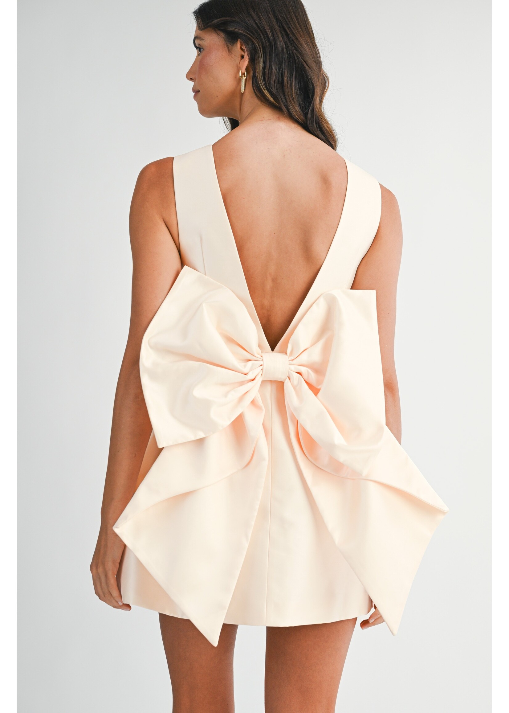 Mable Satin Back Bow Detail Mini Dress - MD6144