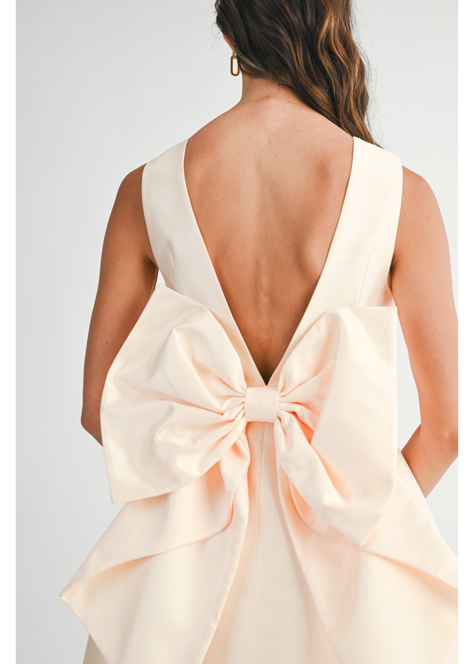 Mable Satin Back Bow Detail Mini Dress - MD6144