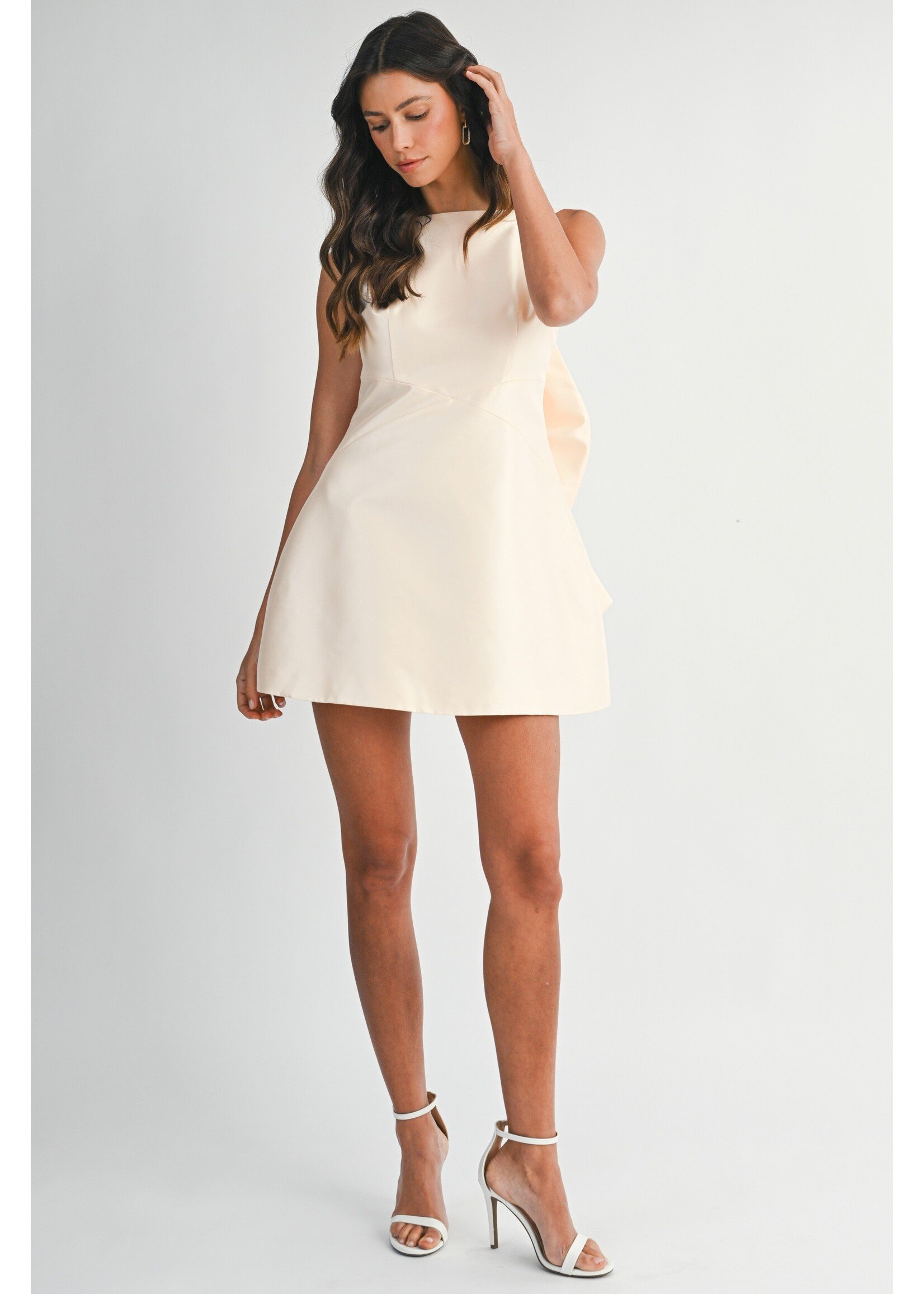 Mable Satin Back Bow Detail Mini Dress - MD6144