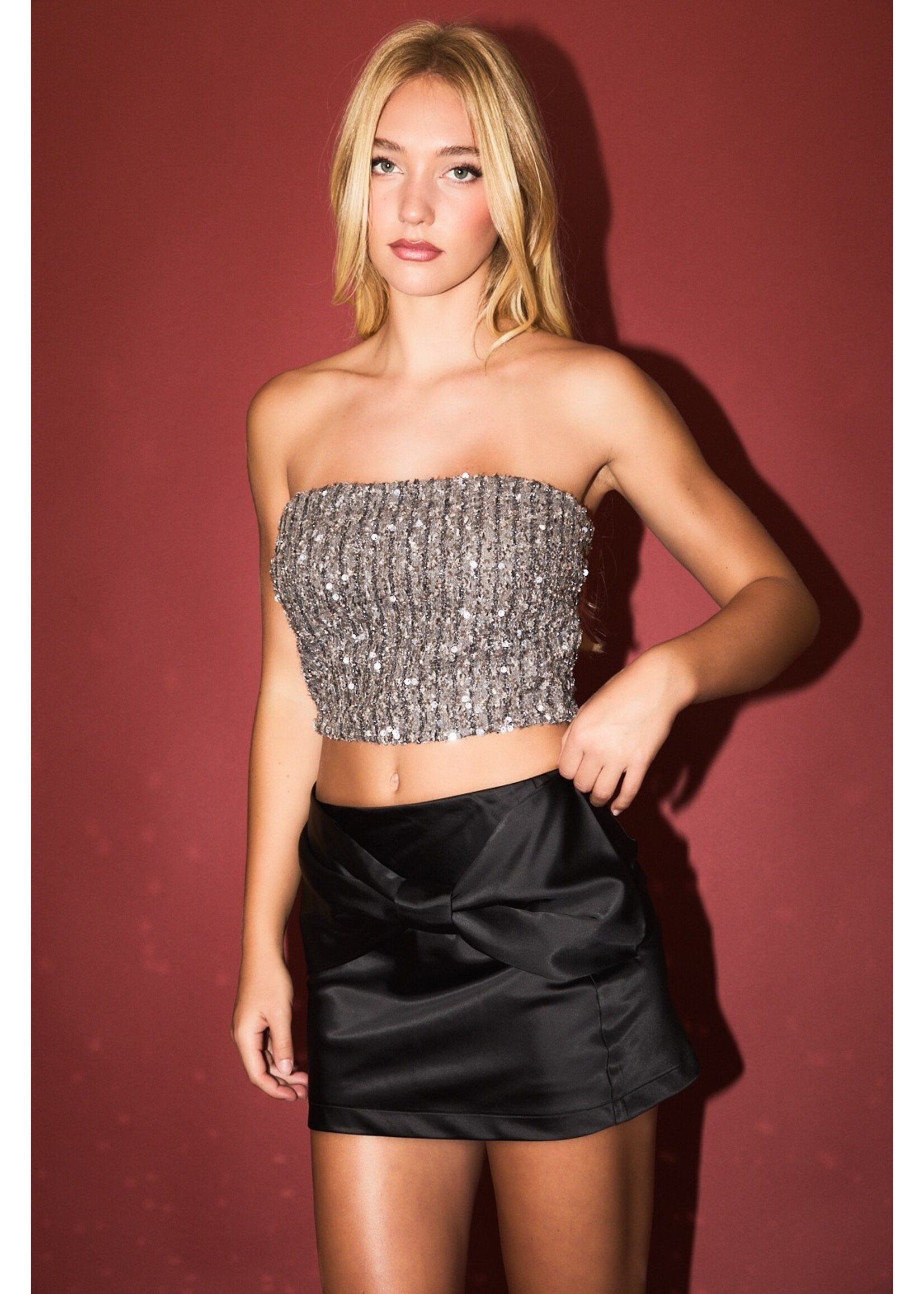 Le Lis Mini Skirt with Big Ribbon Bow - PS6228