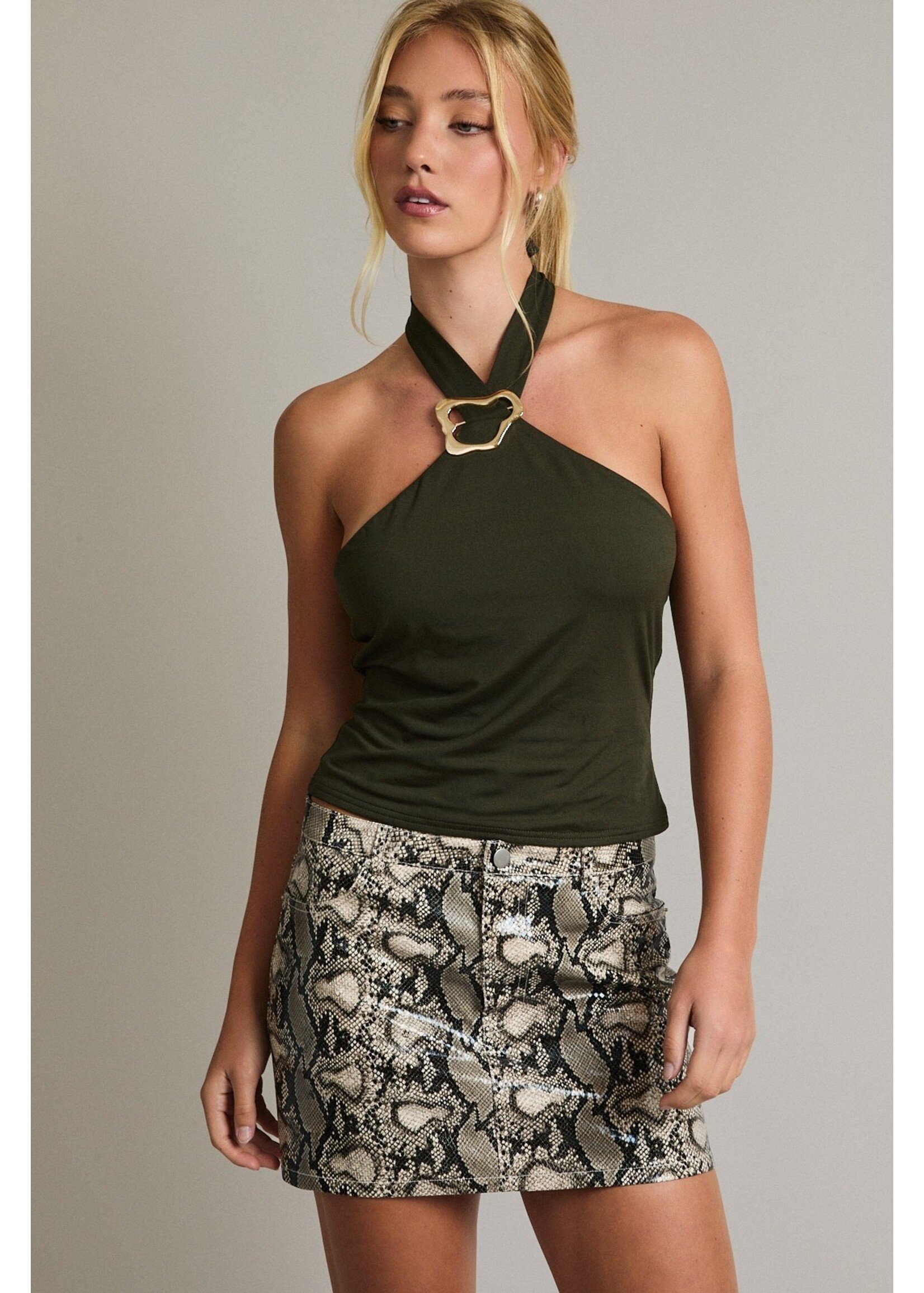 Le Lis Halter Neck Top with Trim - PT6893