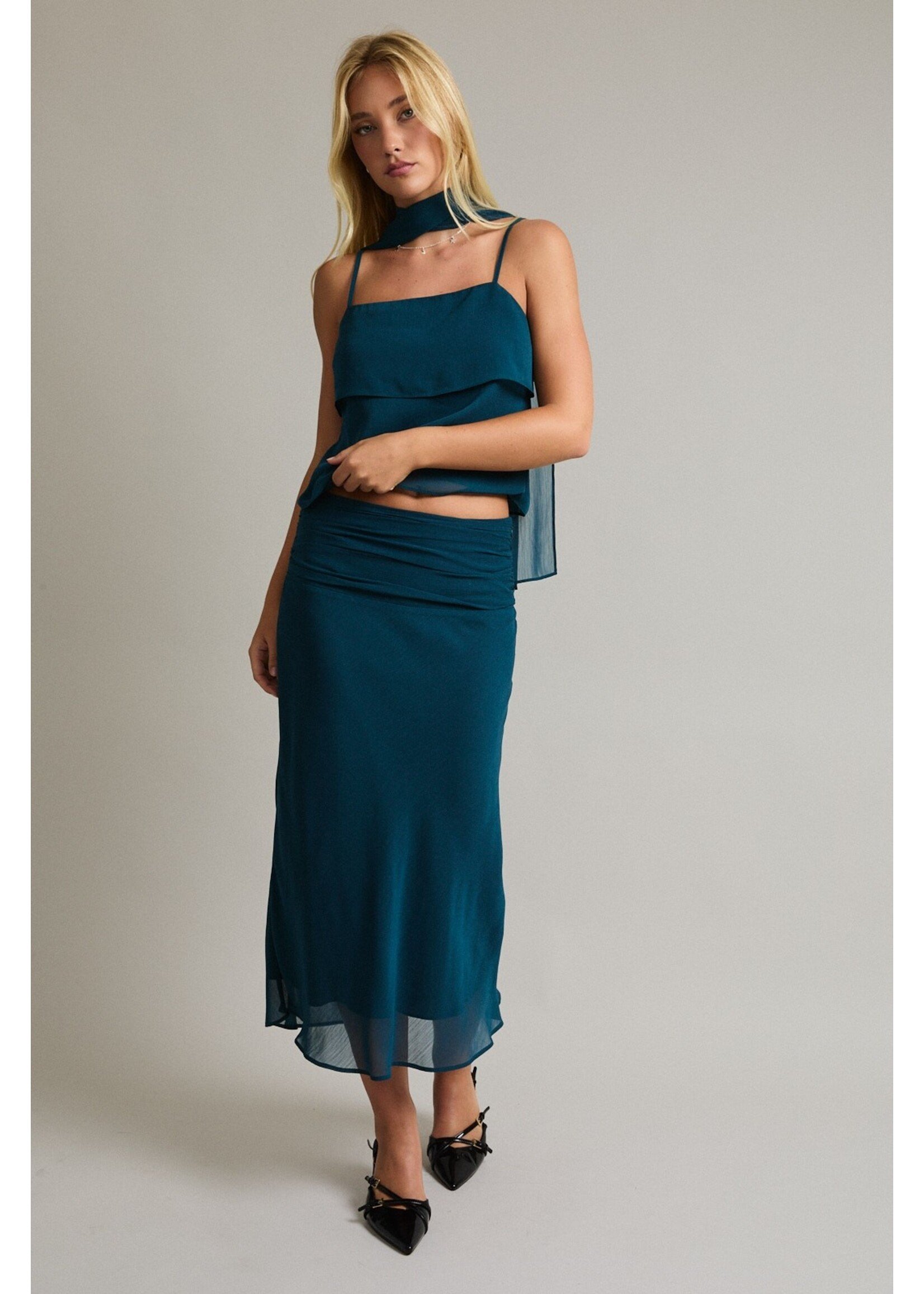 Le Lis Sleeveless Top with Scarf and Maxi Skirt Set - PTS6936