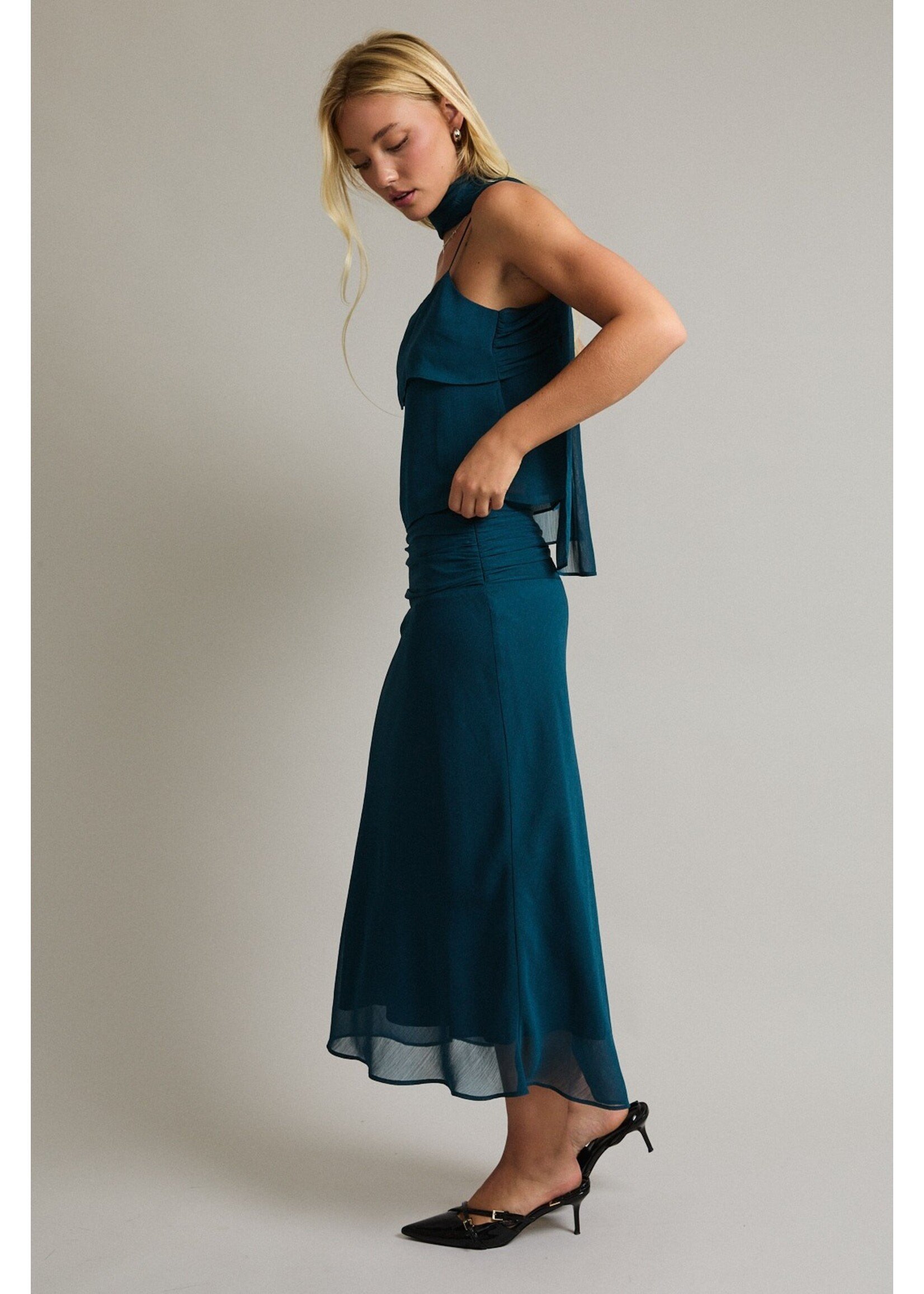 Le Lis Sleeveless Top with Scarf and Maxi Skirt Set - PTS6936