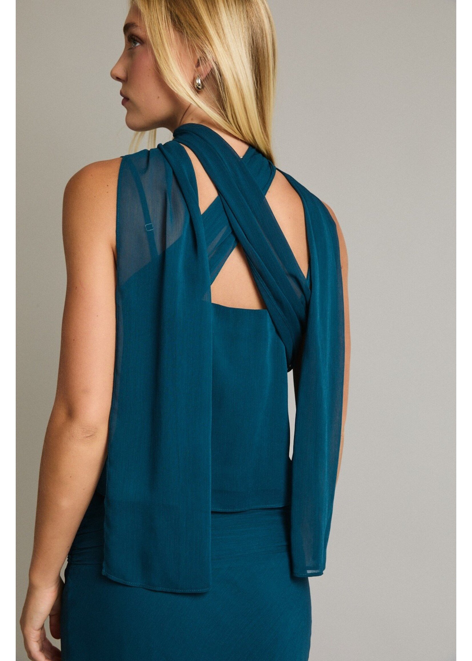 Le Lis Sleeveless Top with Scarf and Maxi Skirt Set - PTS6936
