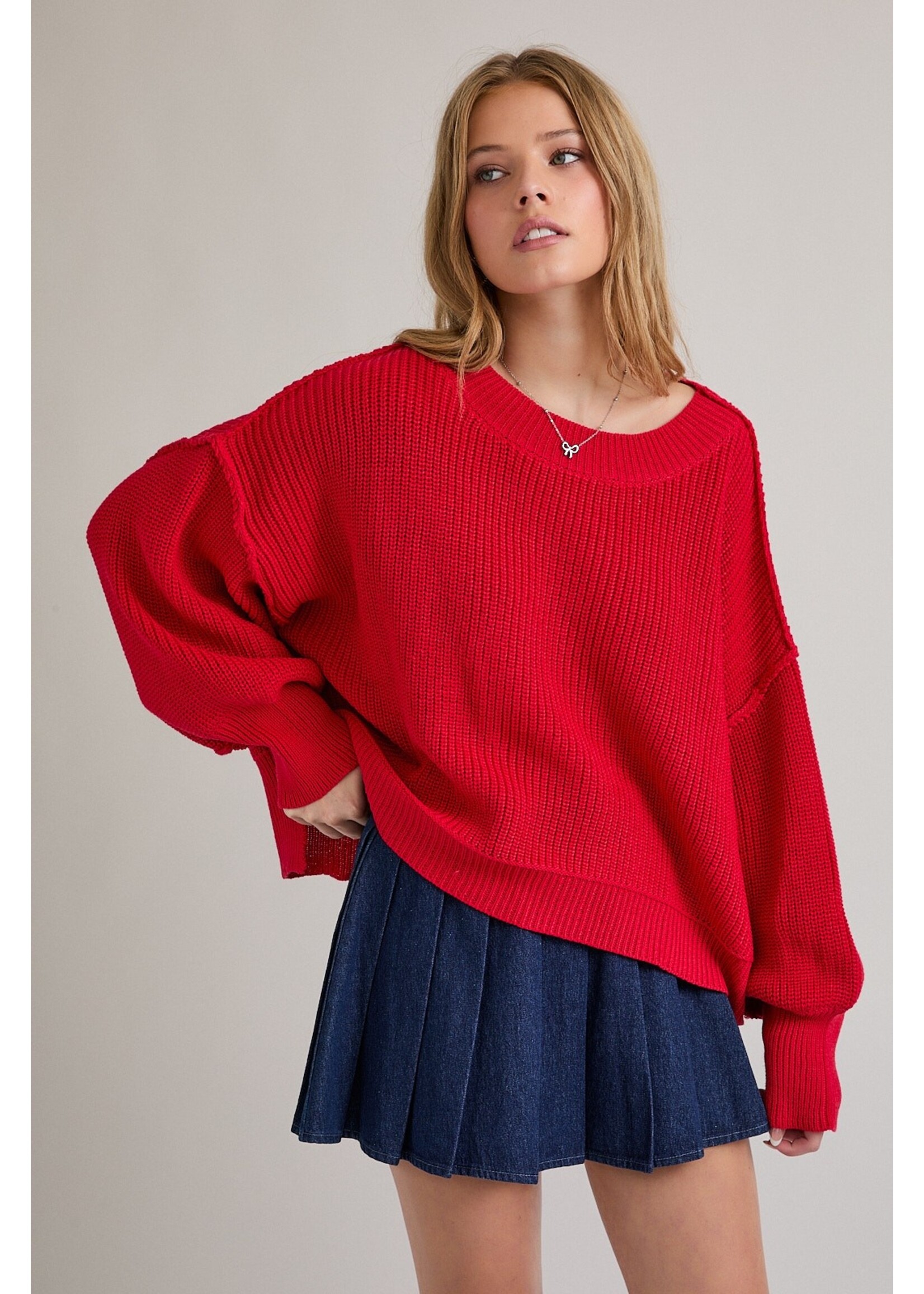 Le Lis Pullover Sweater with Mock Neckline - PWT6157