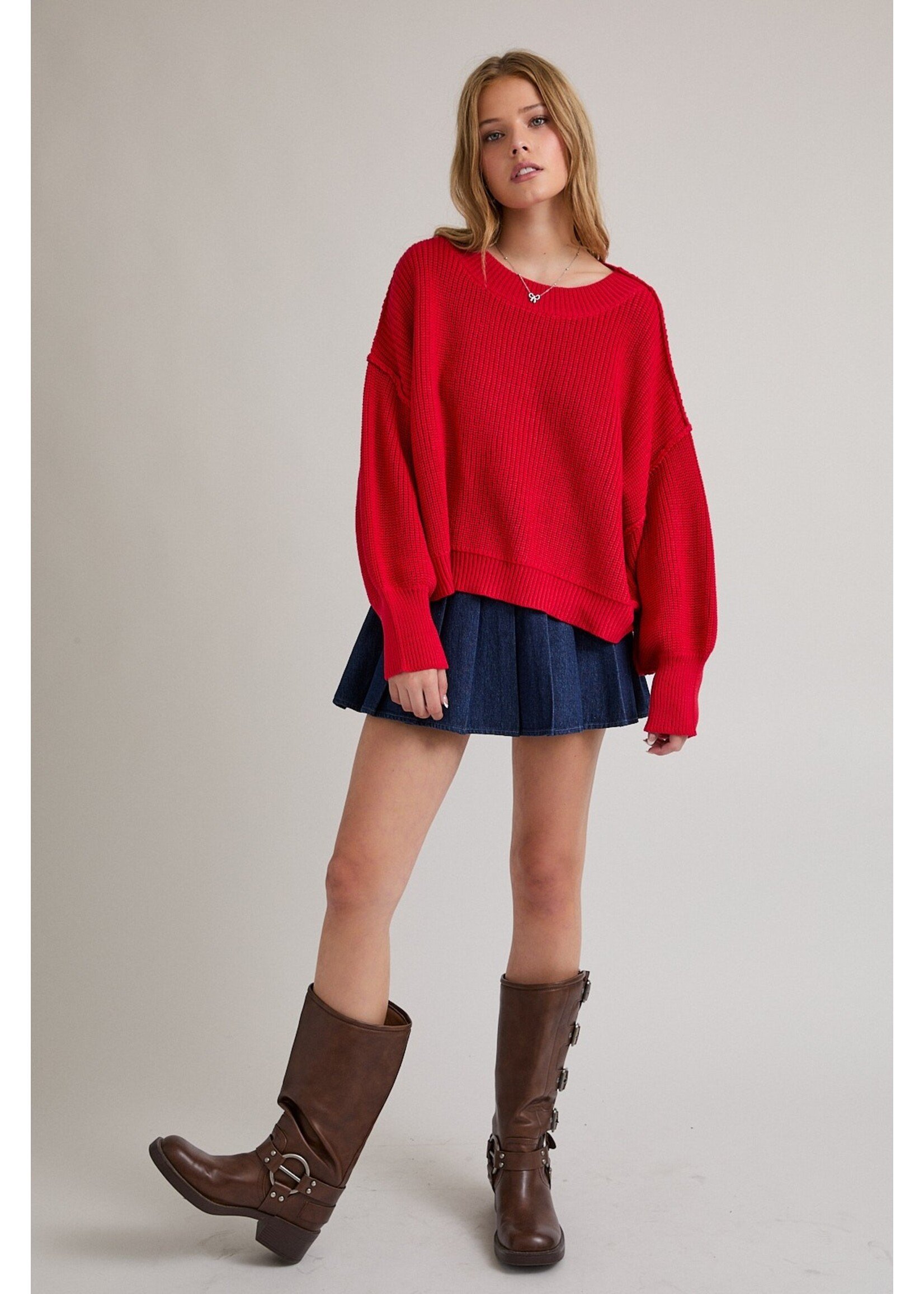Le Lis Pullover Sweater with Mock Neckline - PWT6157