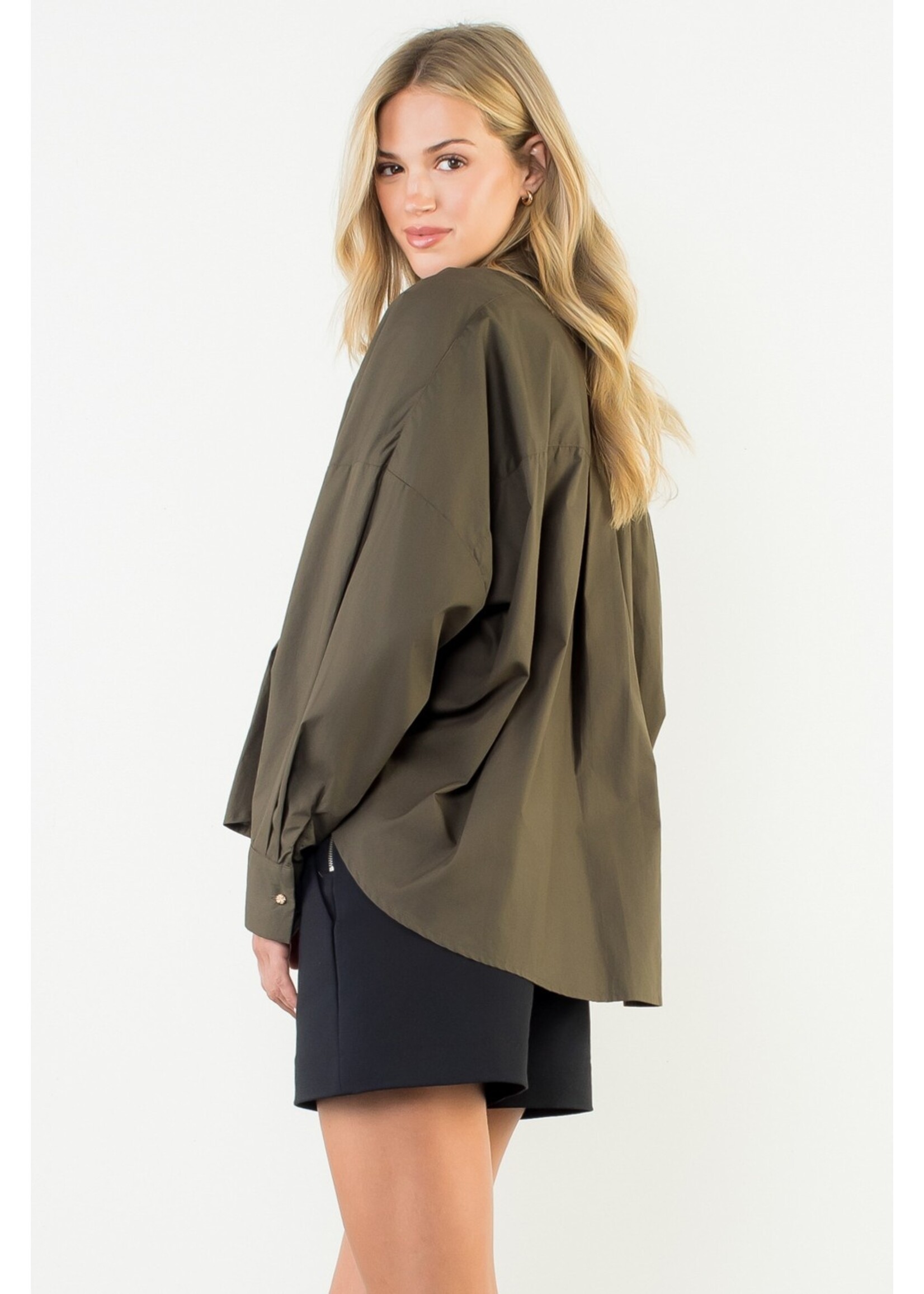 THML Collared Long Sleeve V-neck Top - THS1820