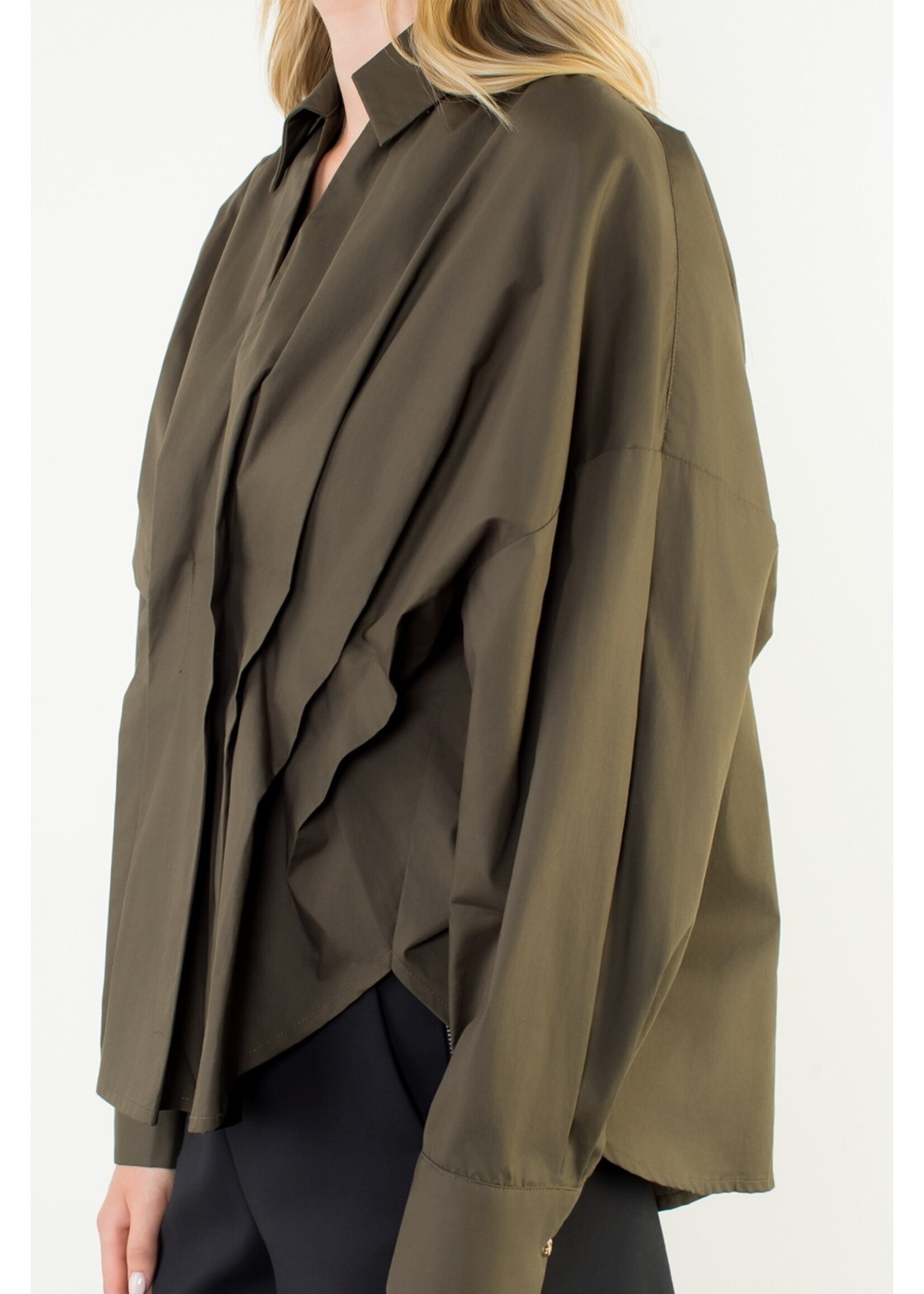 THML Collared Long Sleeve V-neck Top - THS1820