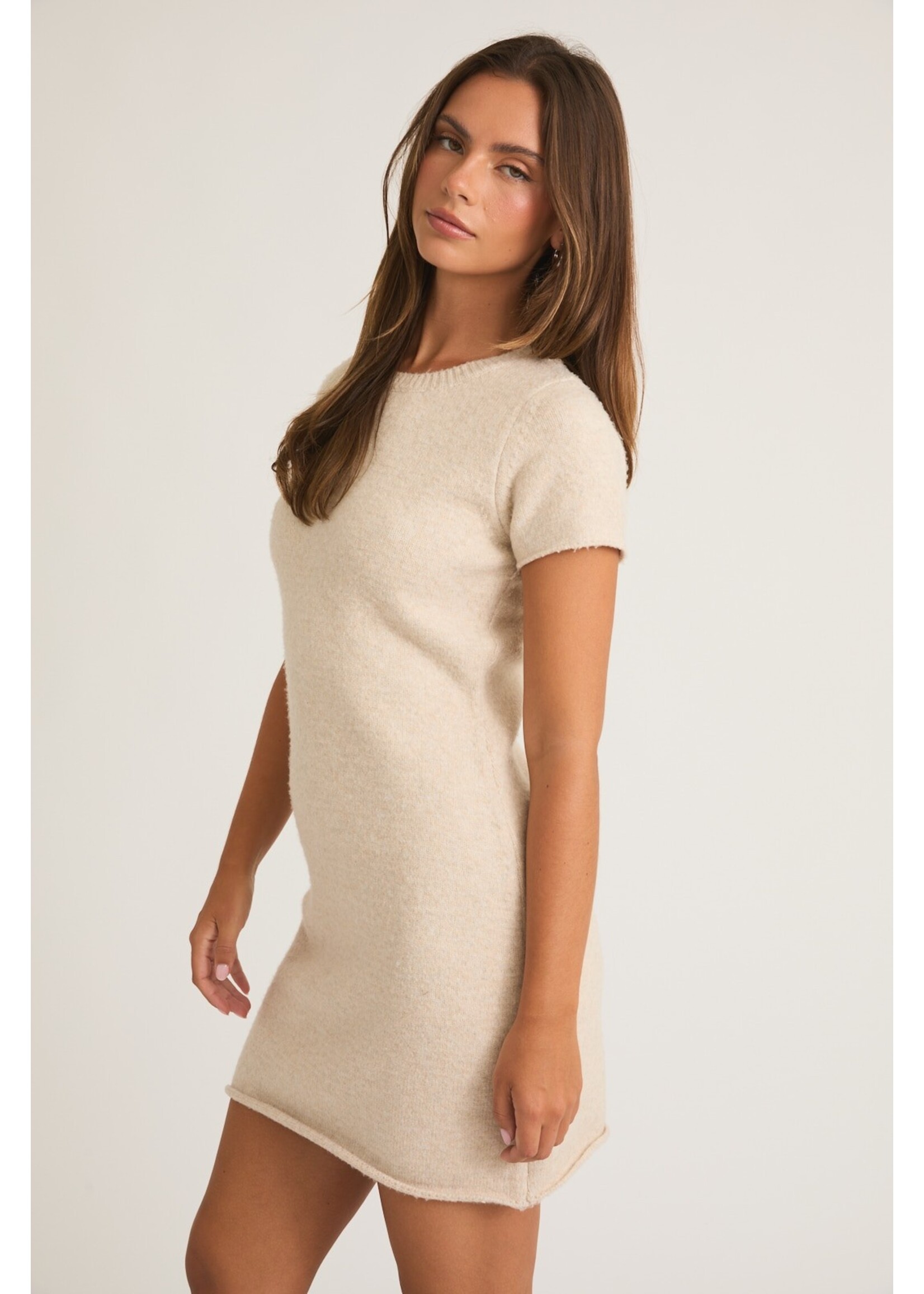 Le Lis Round Neck Soft Sweater Mini Dress - IWD5074