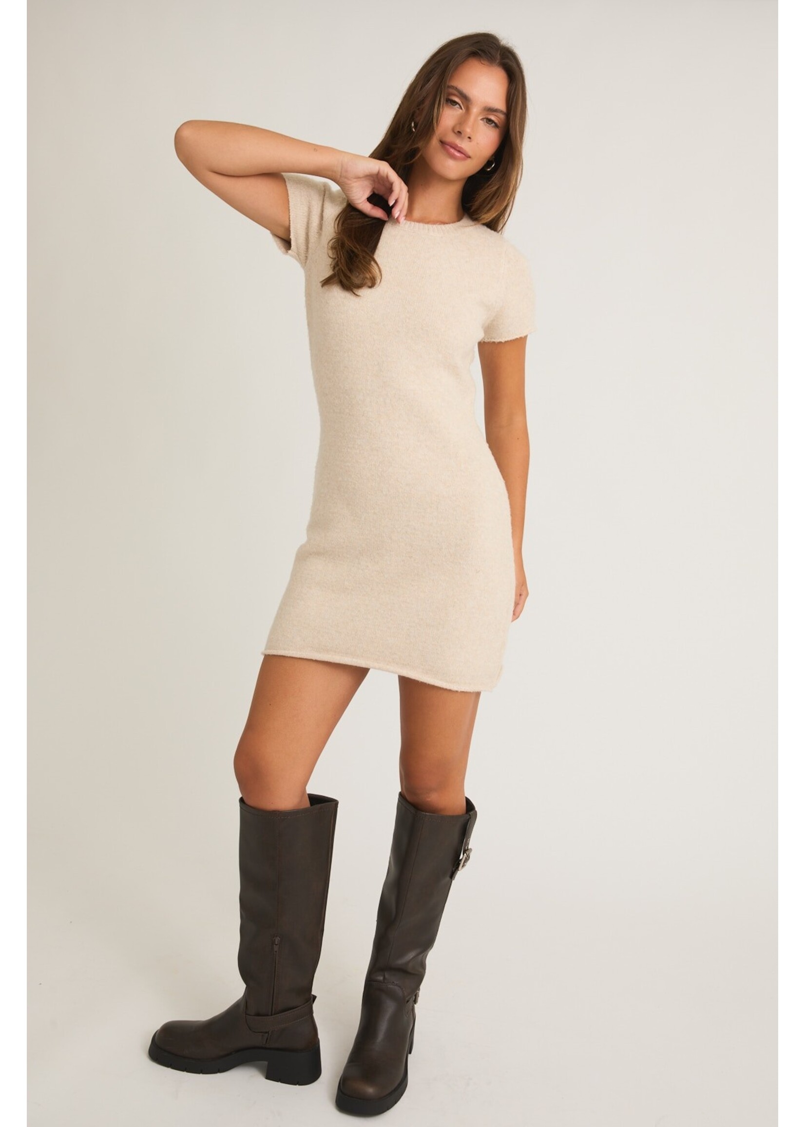 Le Lis Round Neck Soft Sweater Mini Dress - IWD5074