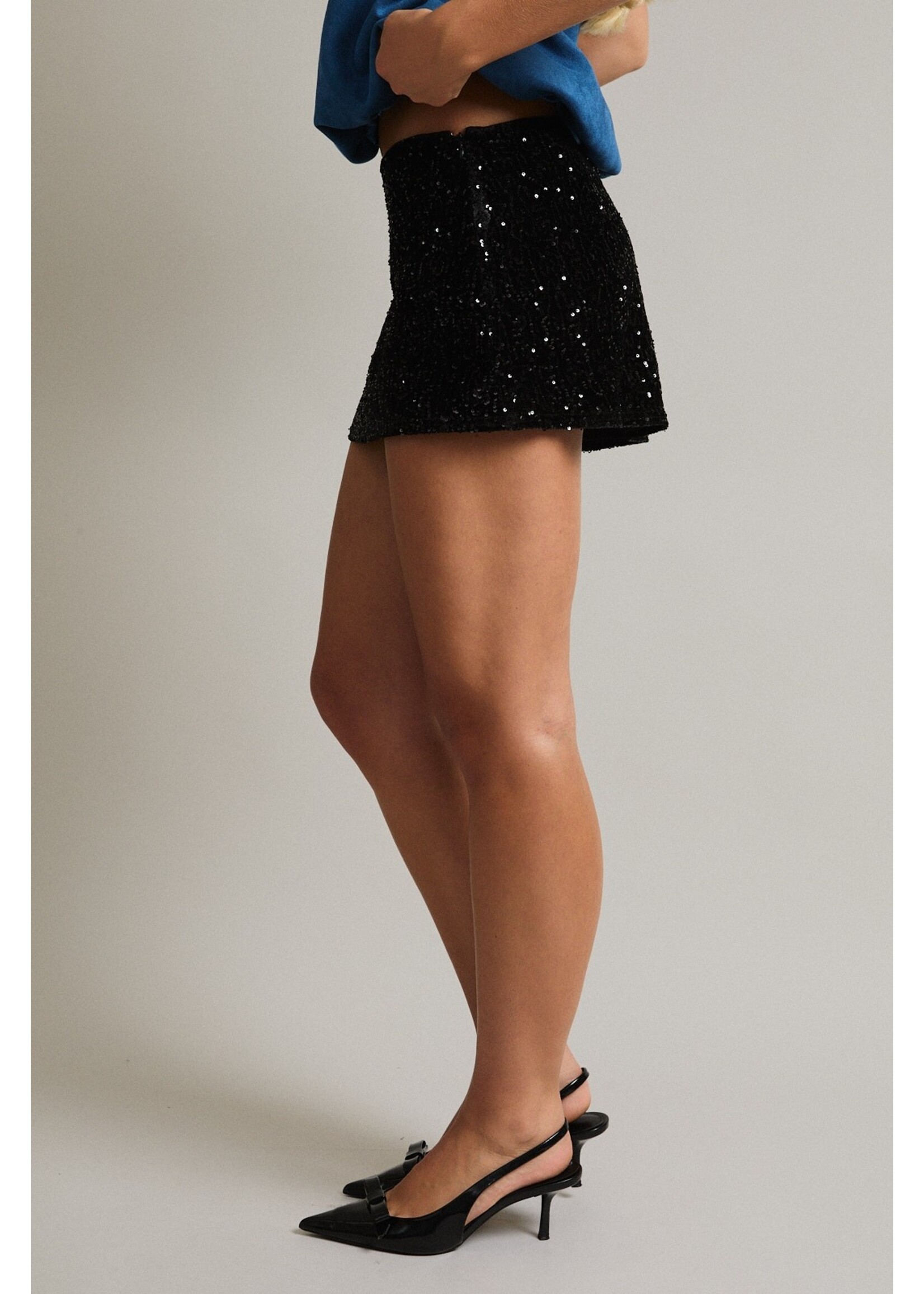 Le Lis Velvet Sequin Lowrise Mini Skirt - PS6646