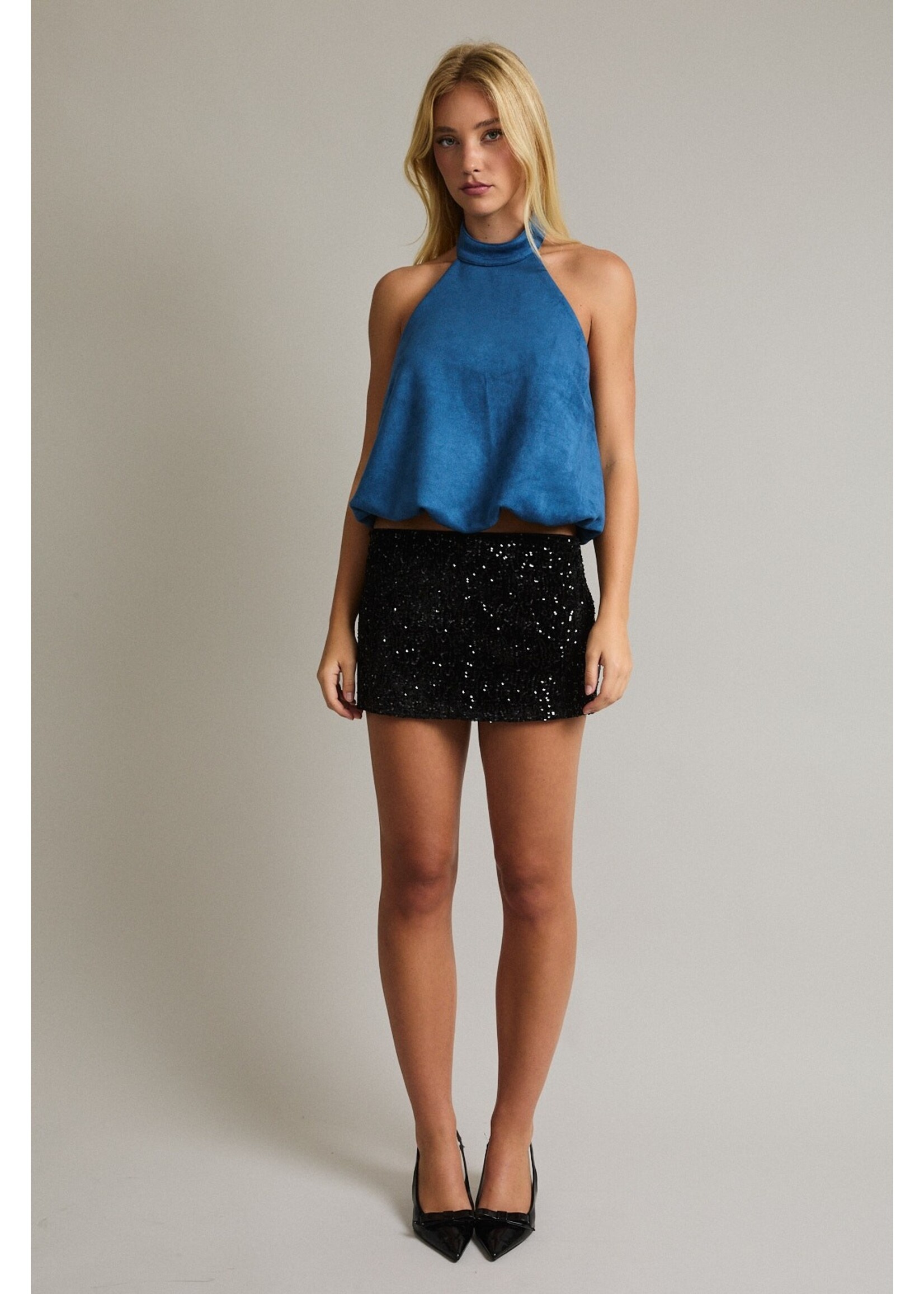 Le Lis Velvet Sequin Lowrise Mini Skirt - PS6646