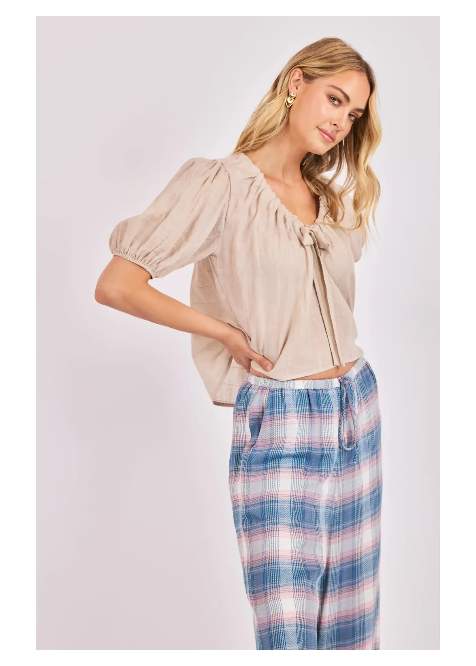 Sadie & Sage Day's End Front Tie Blouse - AH4121