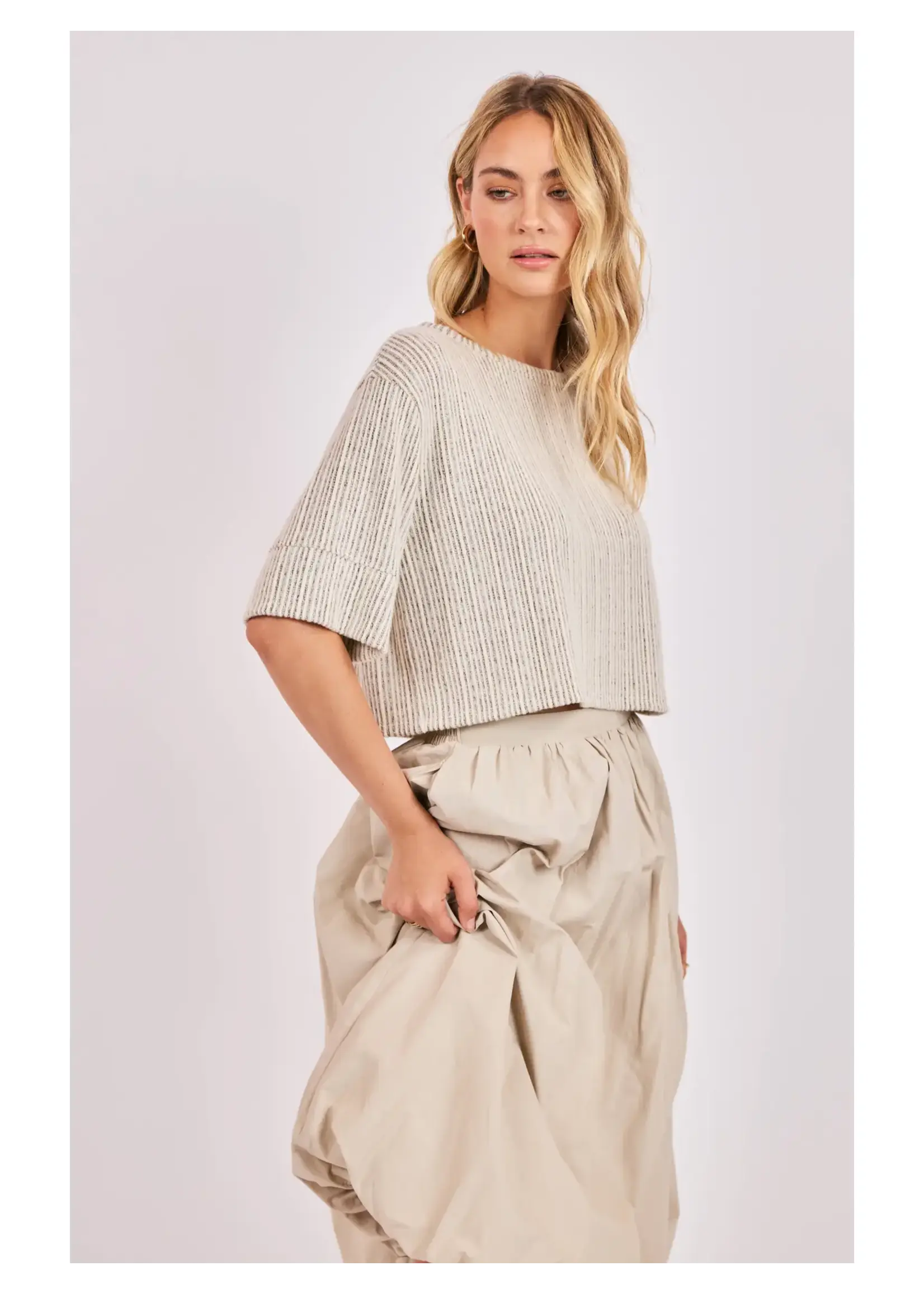 Sadie & Sage Arden Stripe Boxy Crop TShirt - AH4230