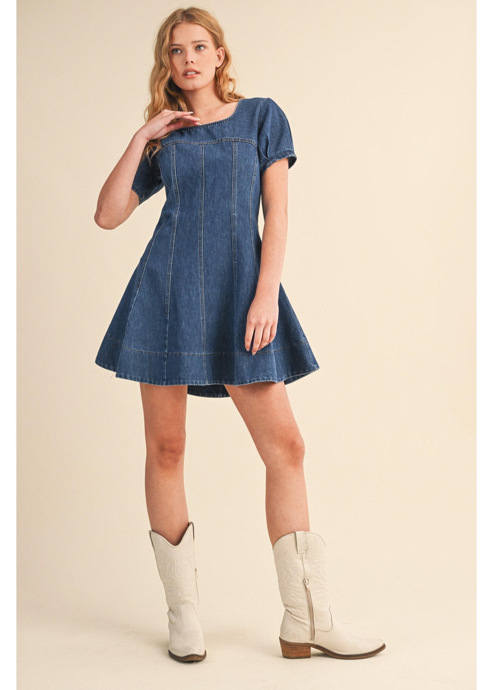 Klesis Denim Short Slv Dress - ID9562