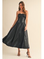 Klesis Faux Leather Structure Flare Midi - ID9651