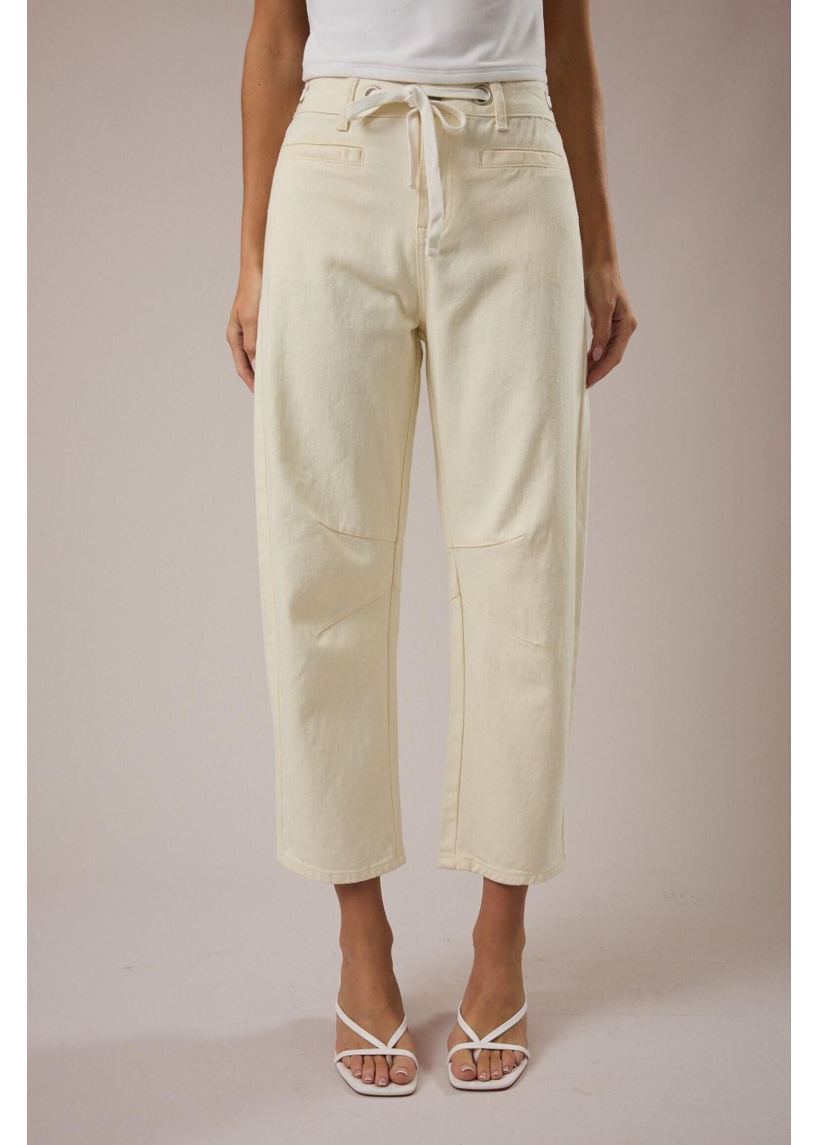 Le Lis High-Rise Eyelet Detail Barrel Jeans - BP1356-2