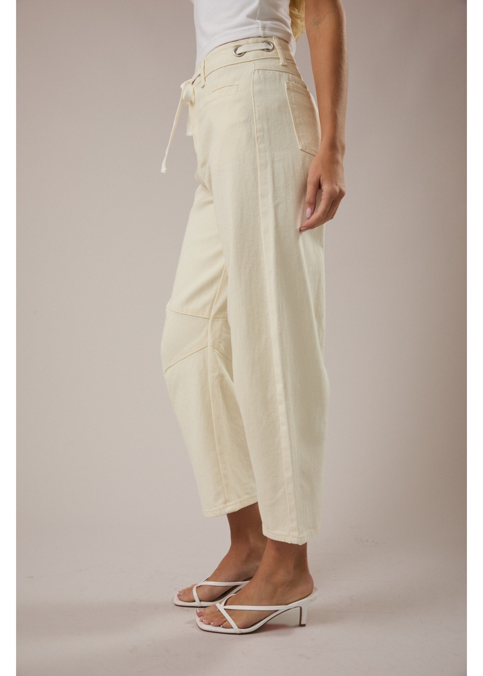 Le Lis High-Rise Eyelet Detail Barrel Jeans - BP1356-2