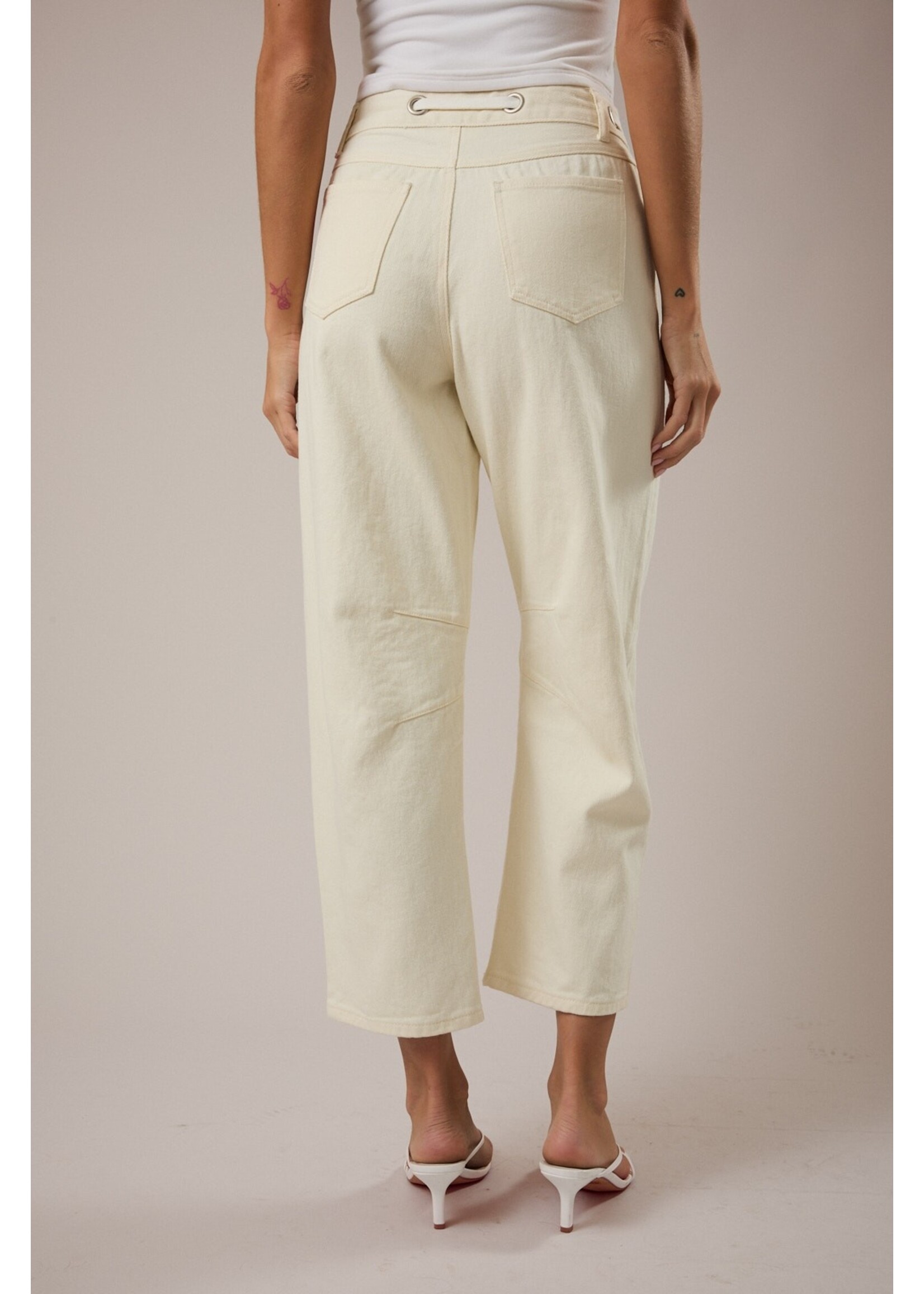 Le Lis High-Rise Eyelet Detail Barrel Jeans - BP1356-2