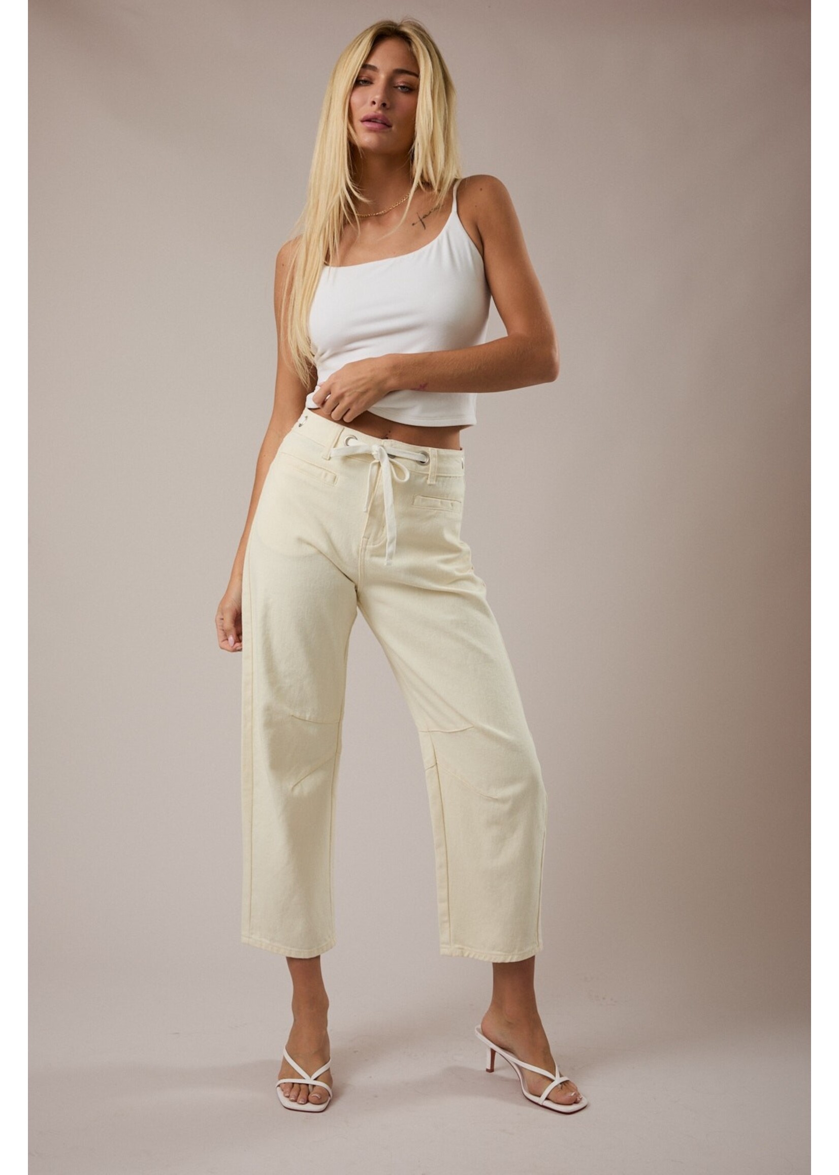 Le Lis High-Rise Eyelet Detail Barrel Jeans - BP1356-2