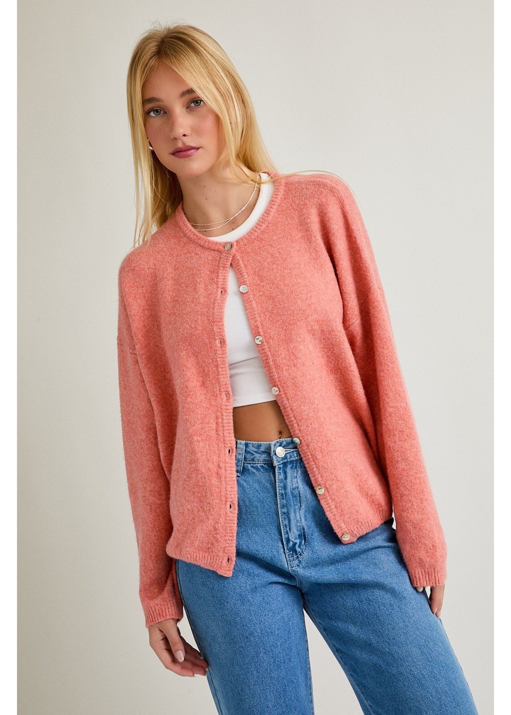 Le Lis Long Sleeve Crew Neck Sweater Cardigan - IWJ5904