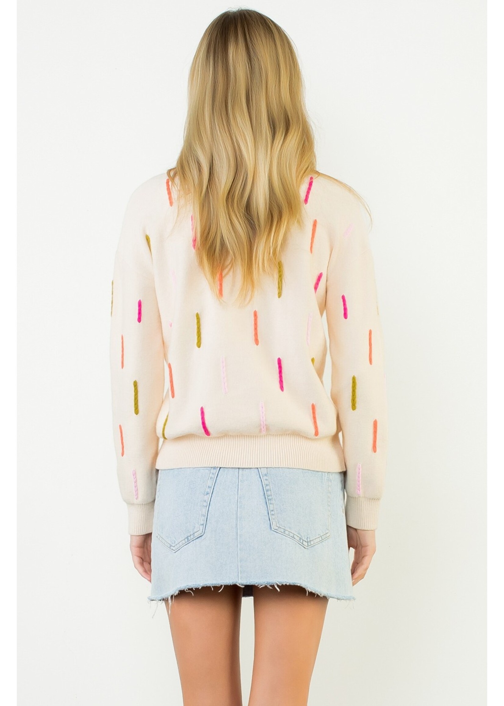 THML Multi Color Embroidered Knit Sweater - WK0582