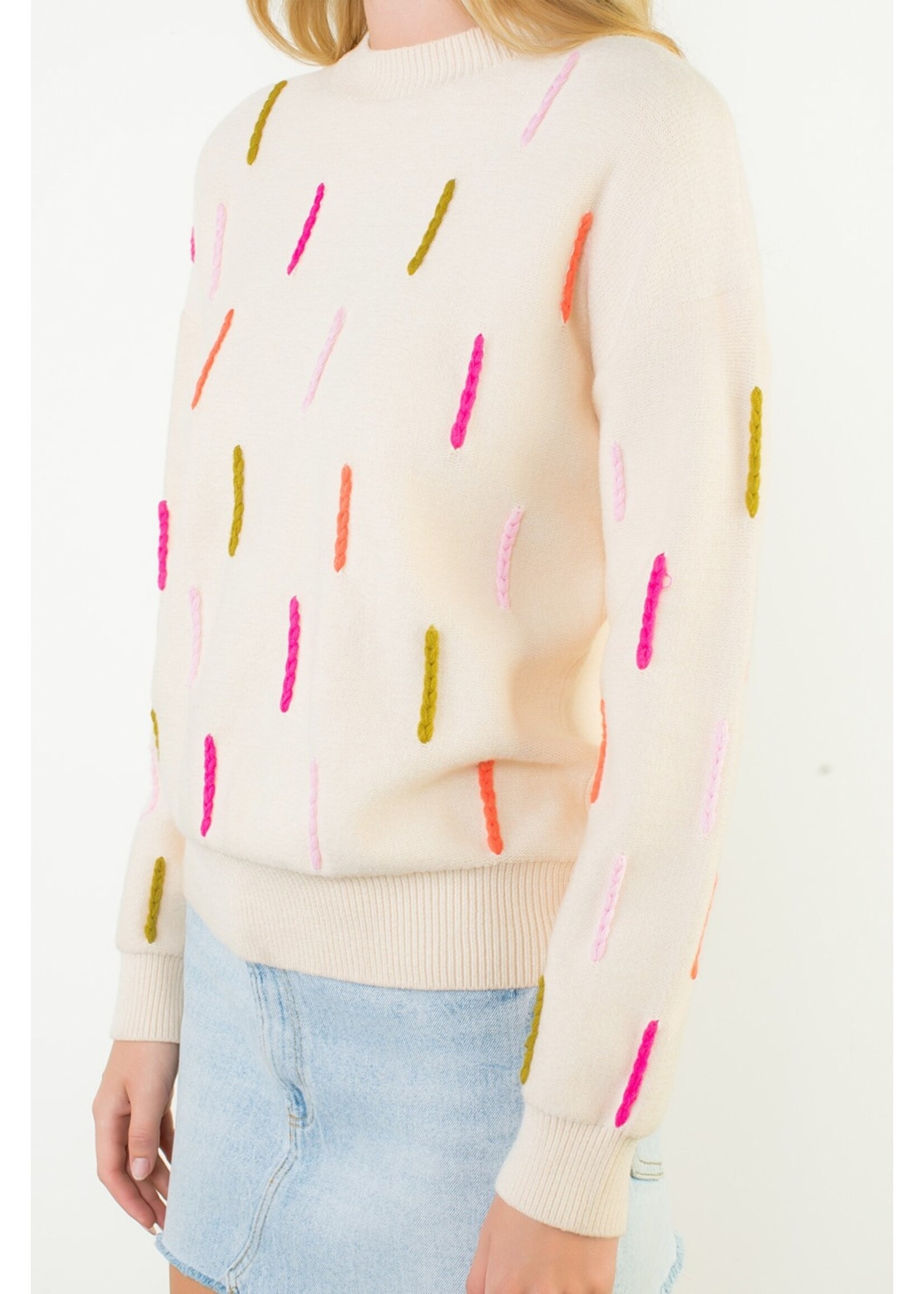 THML Multi Color Embroidered Knit Sweater - WK0582