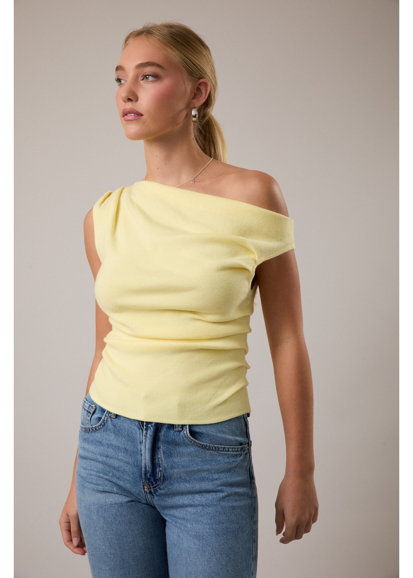 Le Lis Asymmetrical Neck Sweater Top - SWT2214