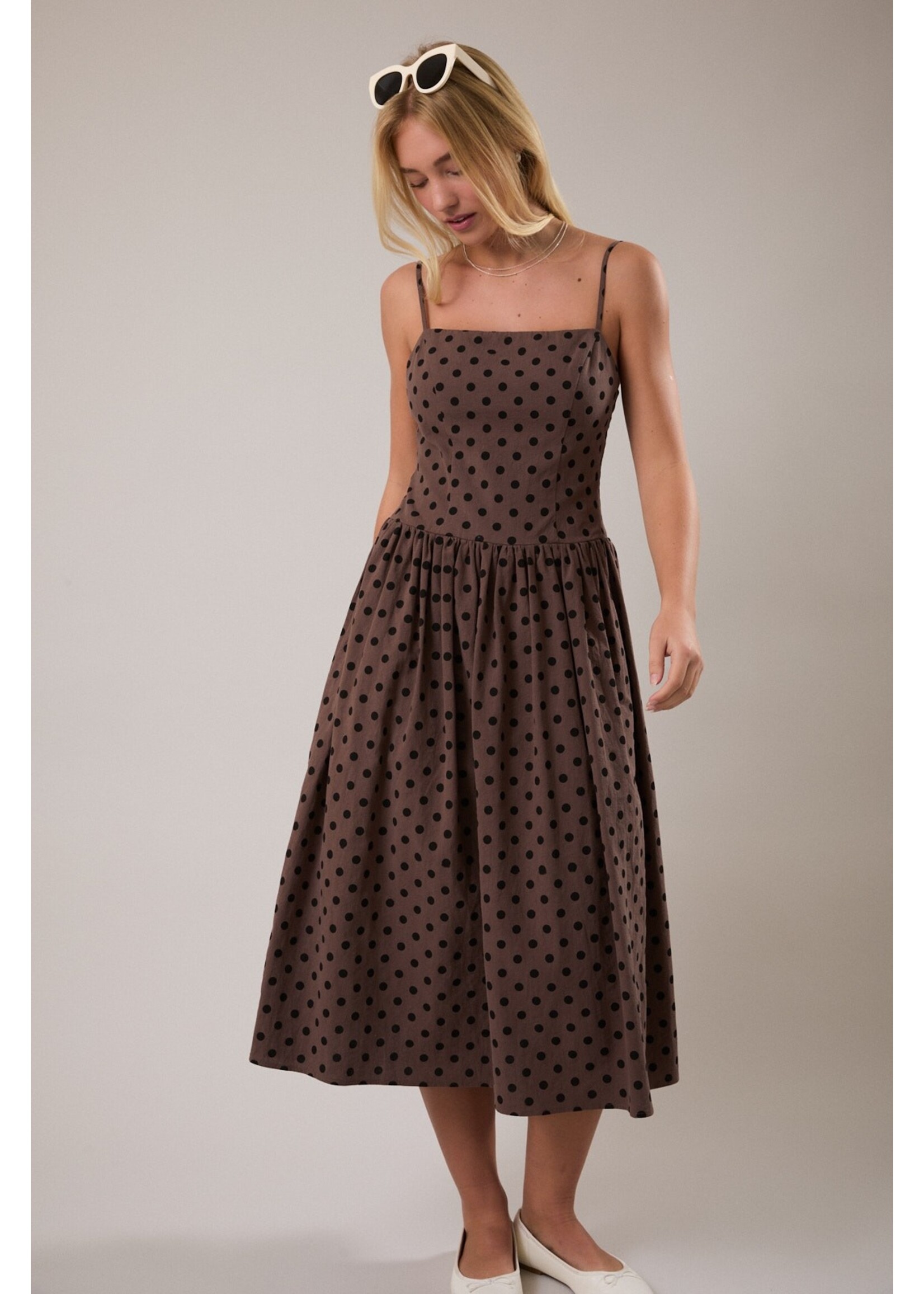 Le Lis Spaghetti Strap Drop Waist Midi Dress - ID6317