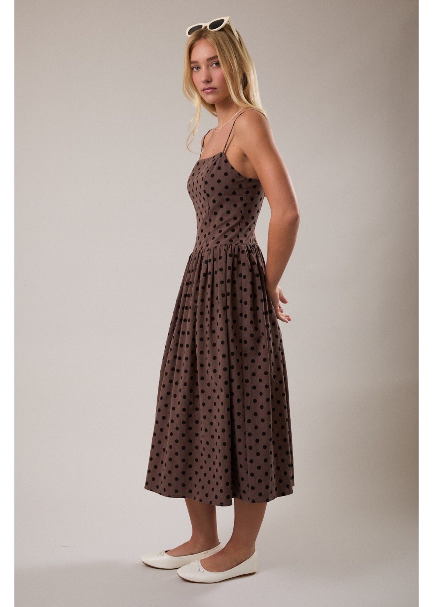 Le Lis Spaghetti Strap Drop Waist Midi Dress - ID6317