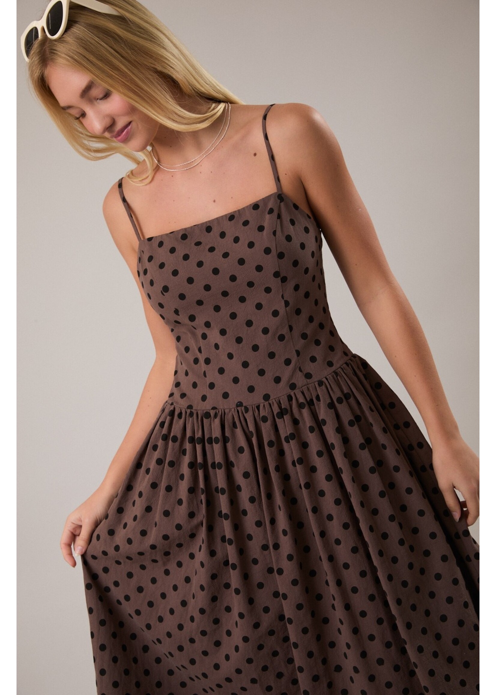 Le Lis Spaghetti Strap Drop Waist Midi Dress - ID6317