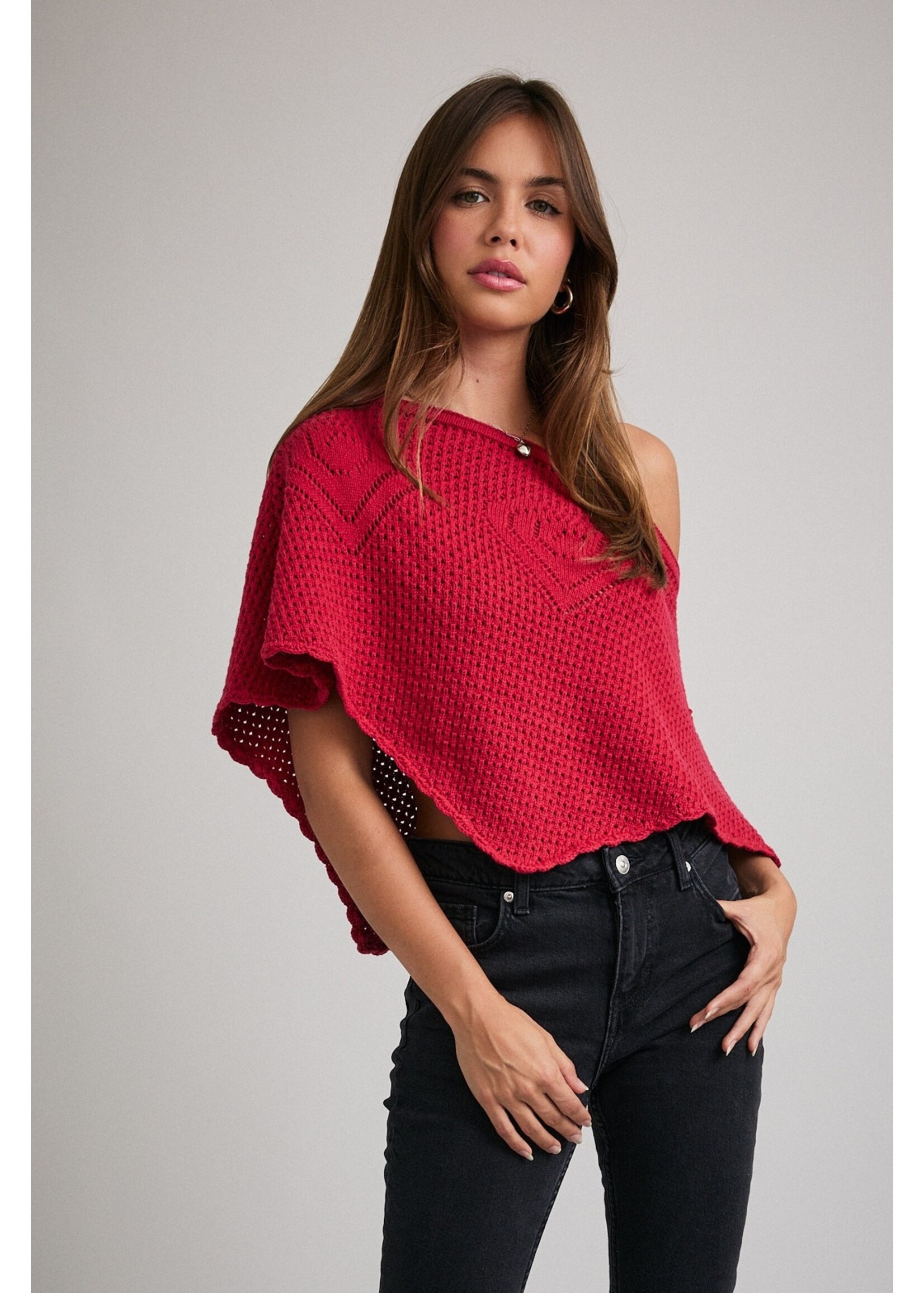 Le Lis Off Shoulder Crochet Poncho - IWT6375