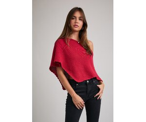 Off Shoulder Crochet Poncho - IWT6375 - Meo's Suite