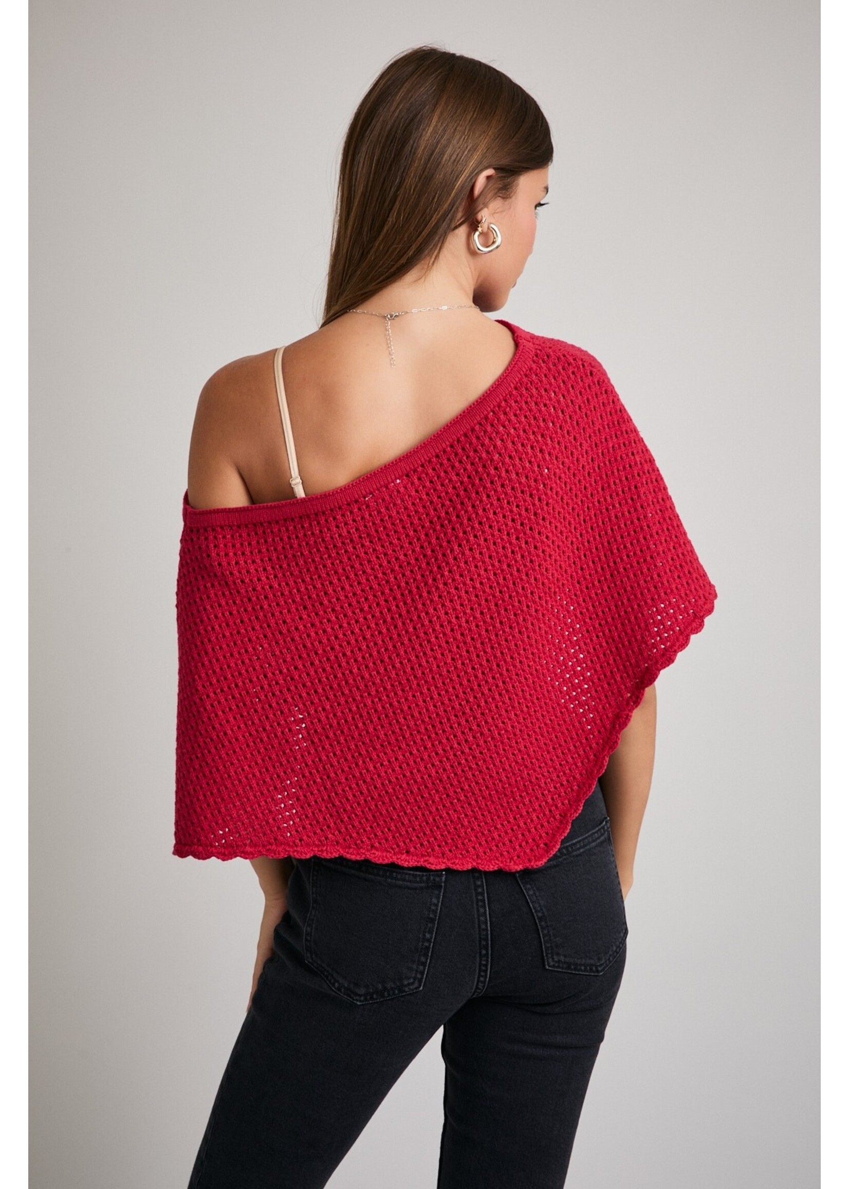 Le Lis Off Shoulder Crochet Poncho - IWT6375