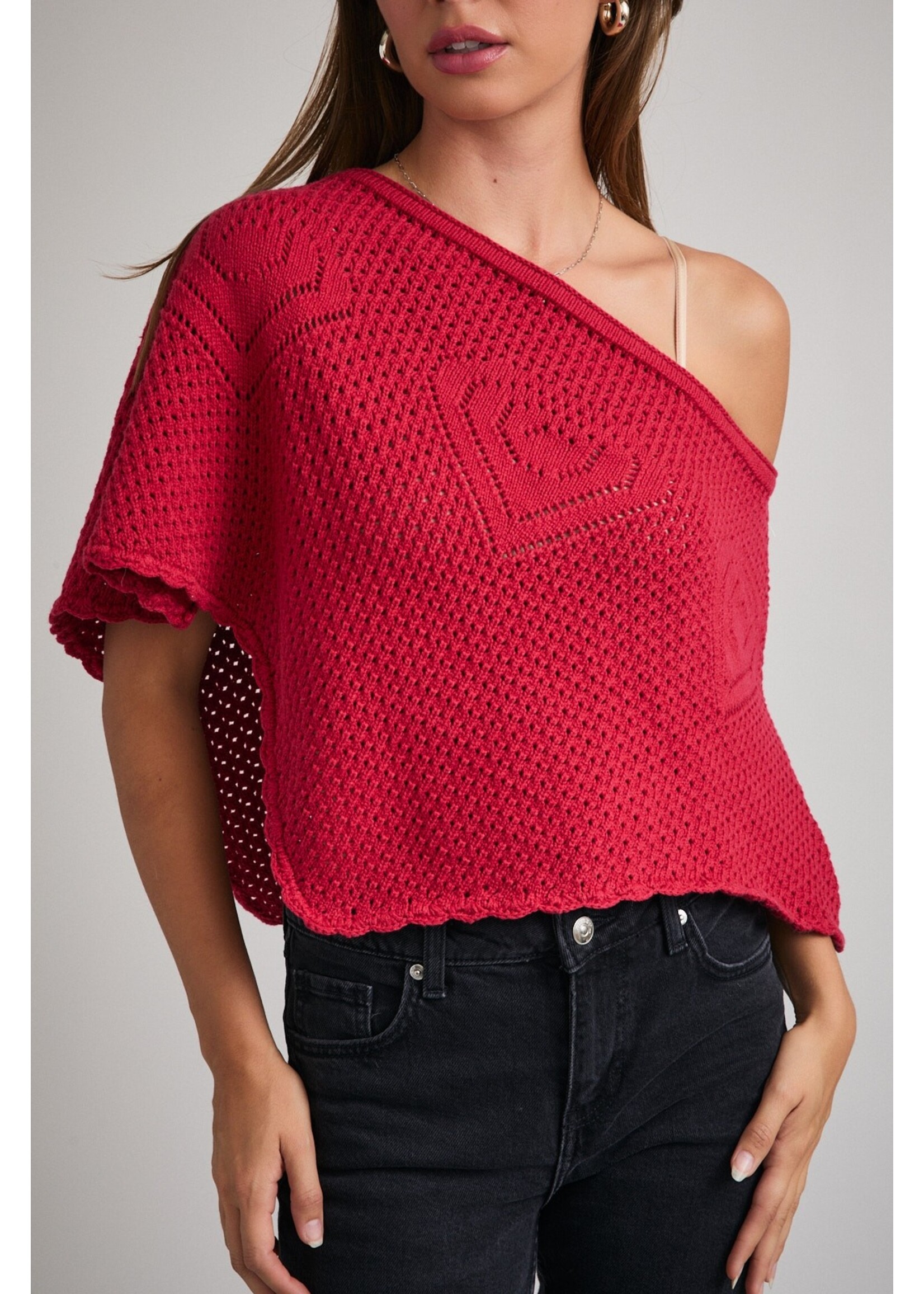 Le Lis Off Shoulder Crochet Poncho - IWT6375
