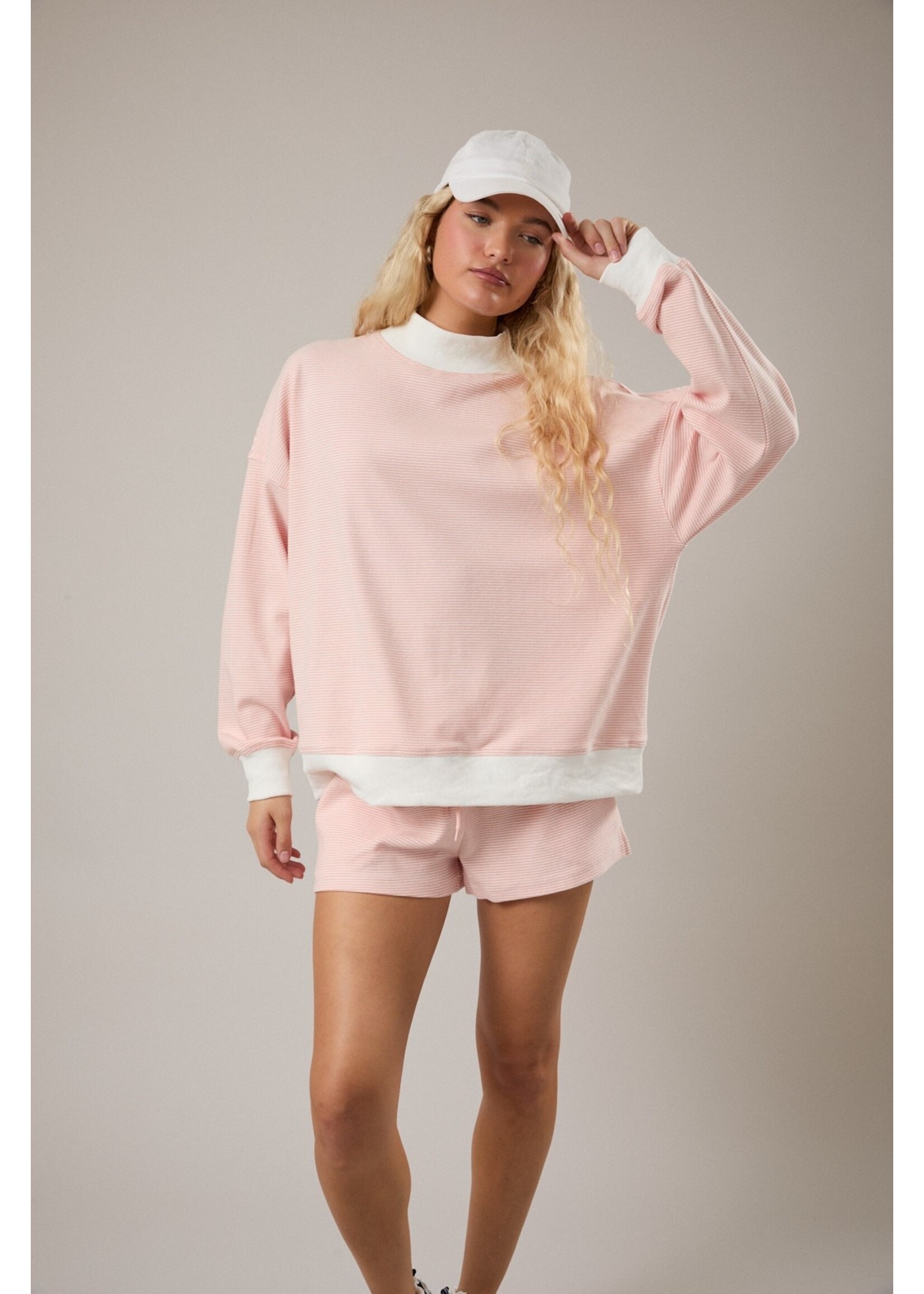 Le Lis Mock Neck Stripe Sweatshirts Top - PT6947