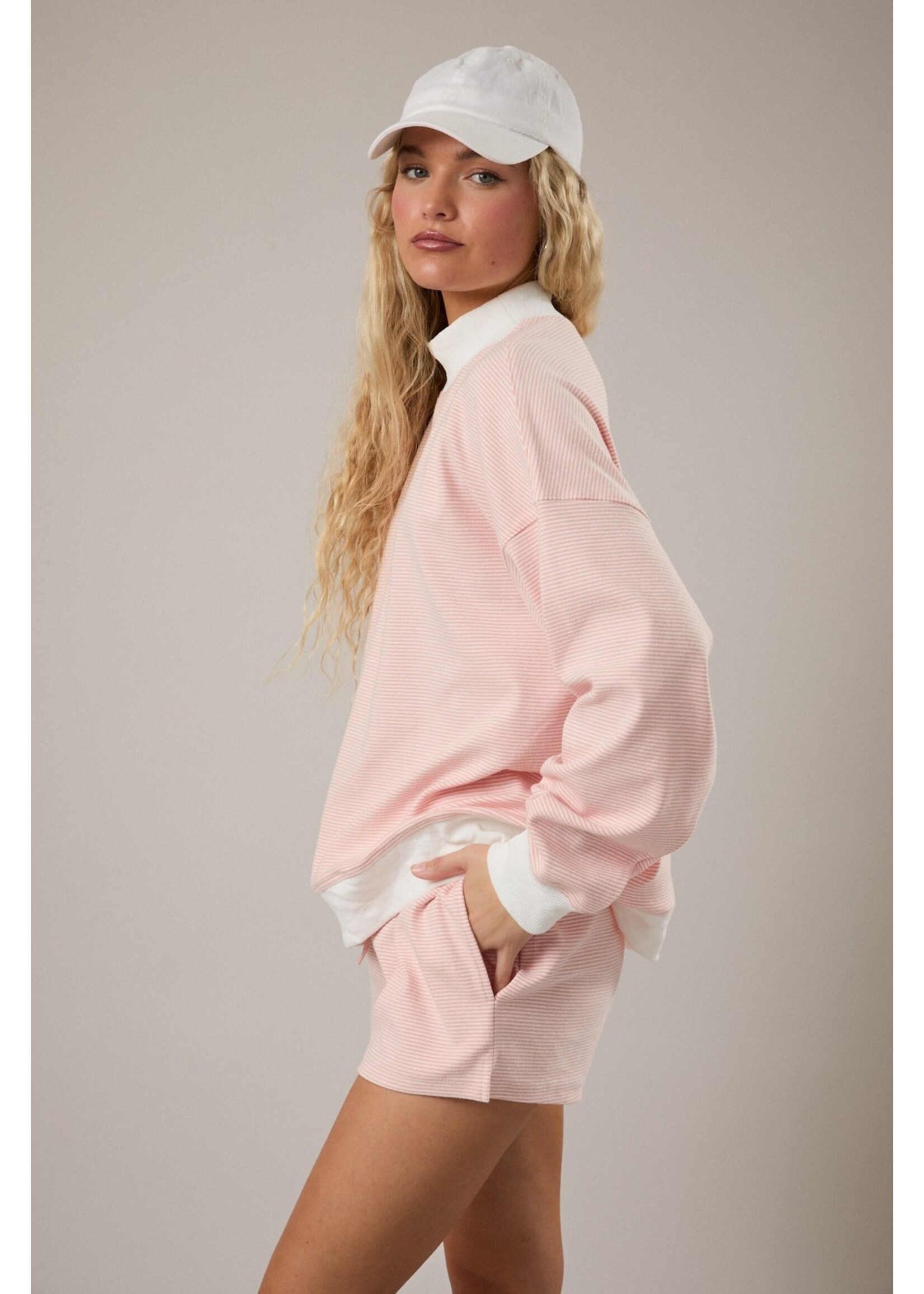 Le Lis Mock Neck Stripe Sweatshirts Top - PT6947