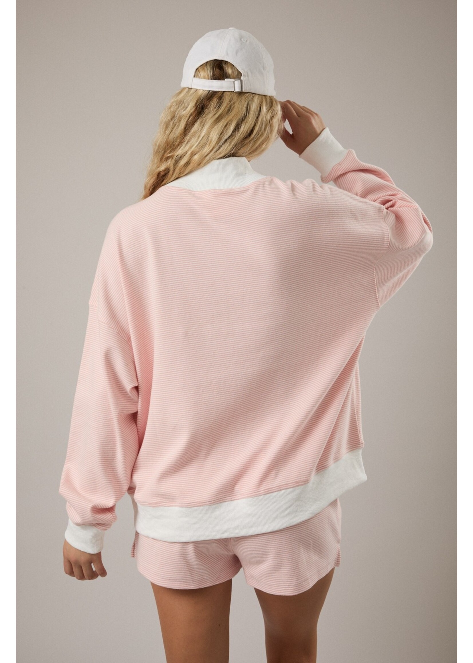 Le Lis Mock Neck Stripe Sweatshirts Top - PT6947